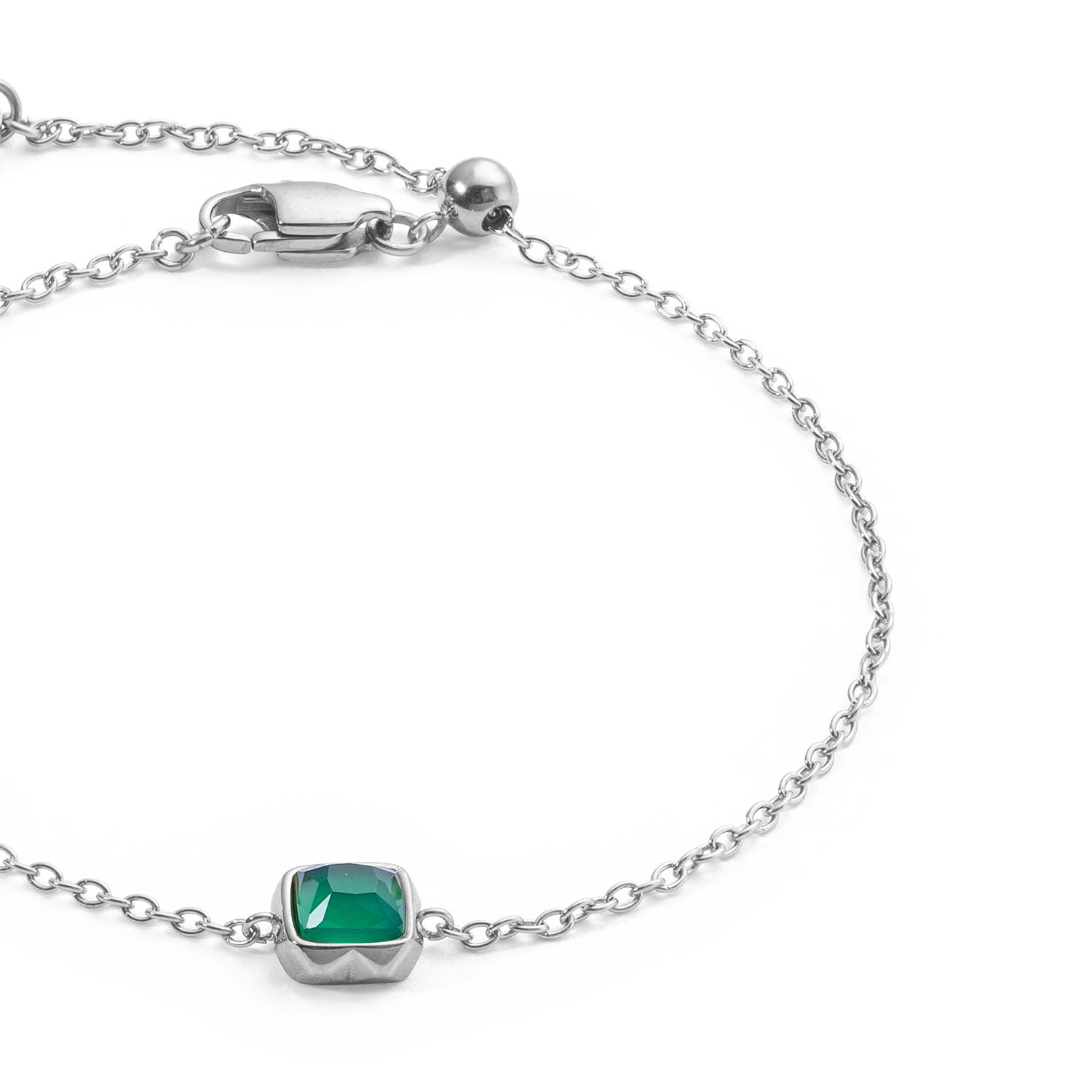 Birthstone Mai Armband Grüner Achat Silber von COEUR DE LION – Detailaufnahme