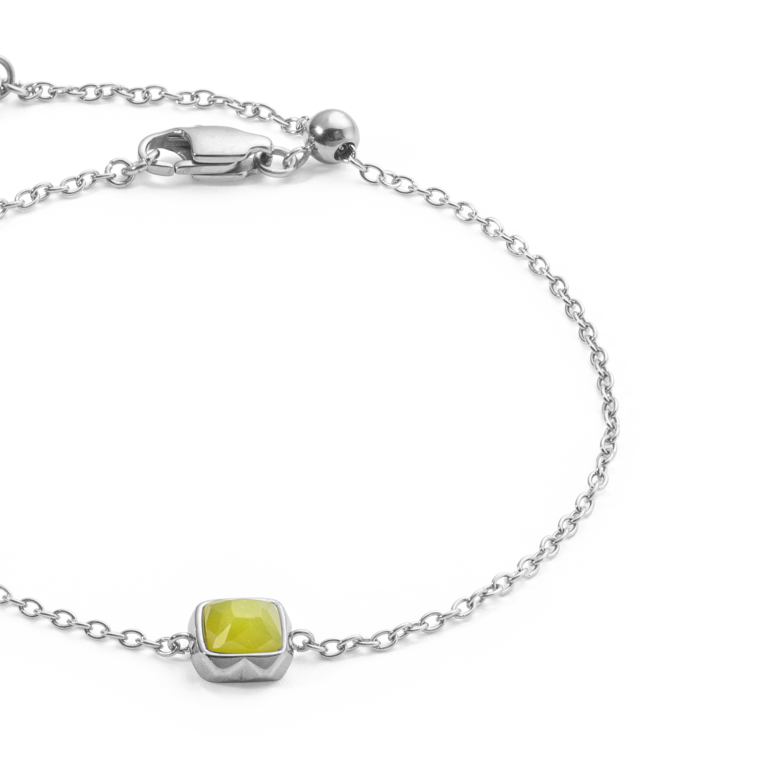Birthstone August Armband Grüner Jade Silber von COEUR DE LION – Detailaufnahme