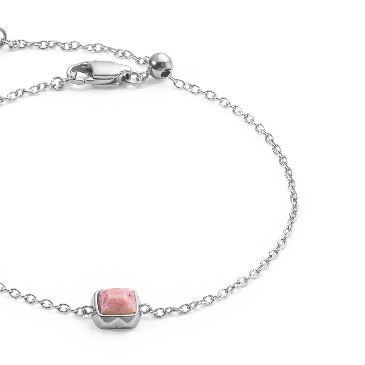 Birthstone Juli Armband Rhodochrosit Silber von COEUR DE LION – Detailaufnahme