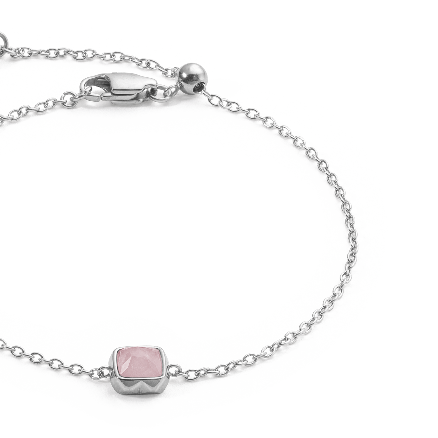 Birthstone Oktober Armband Rosenquarz Silber von COEUR DE LION – Detailaufnahme