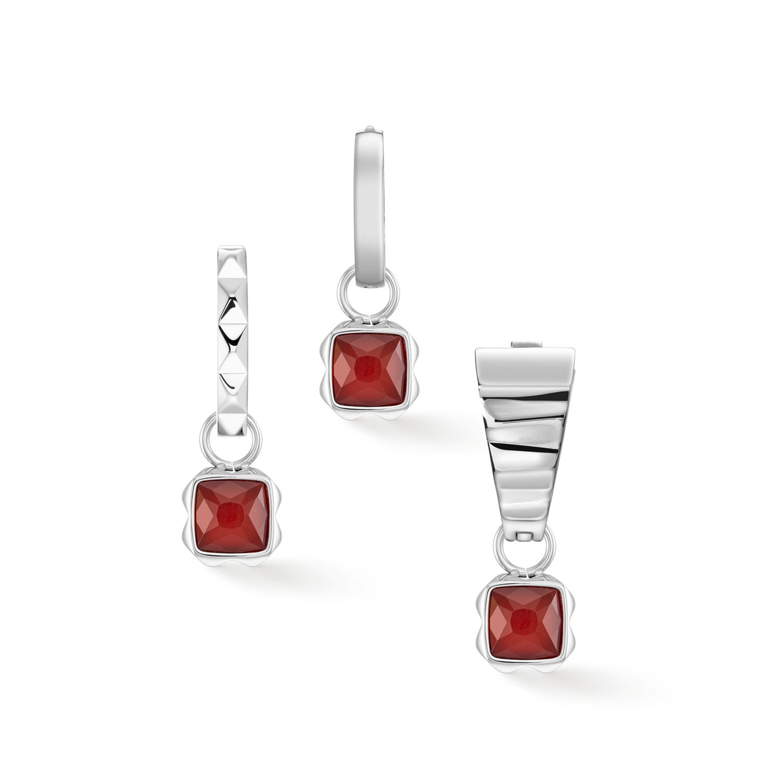 Birthstone Januar Charm Roter Achat Silber von COEUR DE LION – Tragevariante