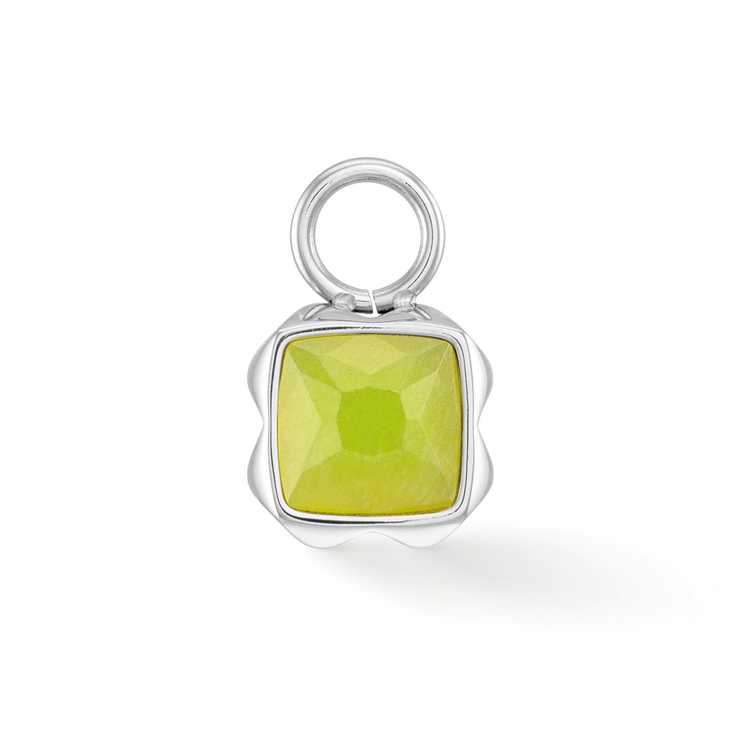 Birthstone August Charm Grüner Jade Silber von COEUR DE LION – Detailaufnahme