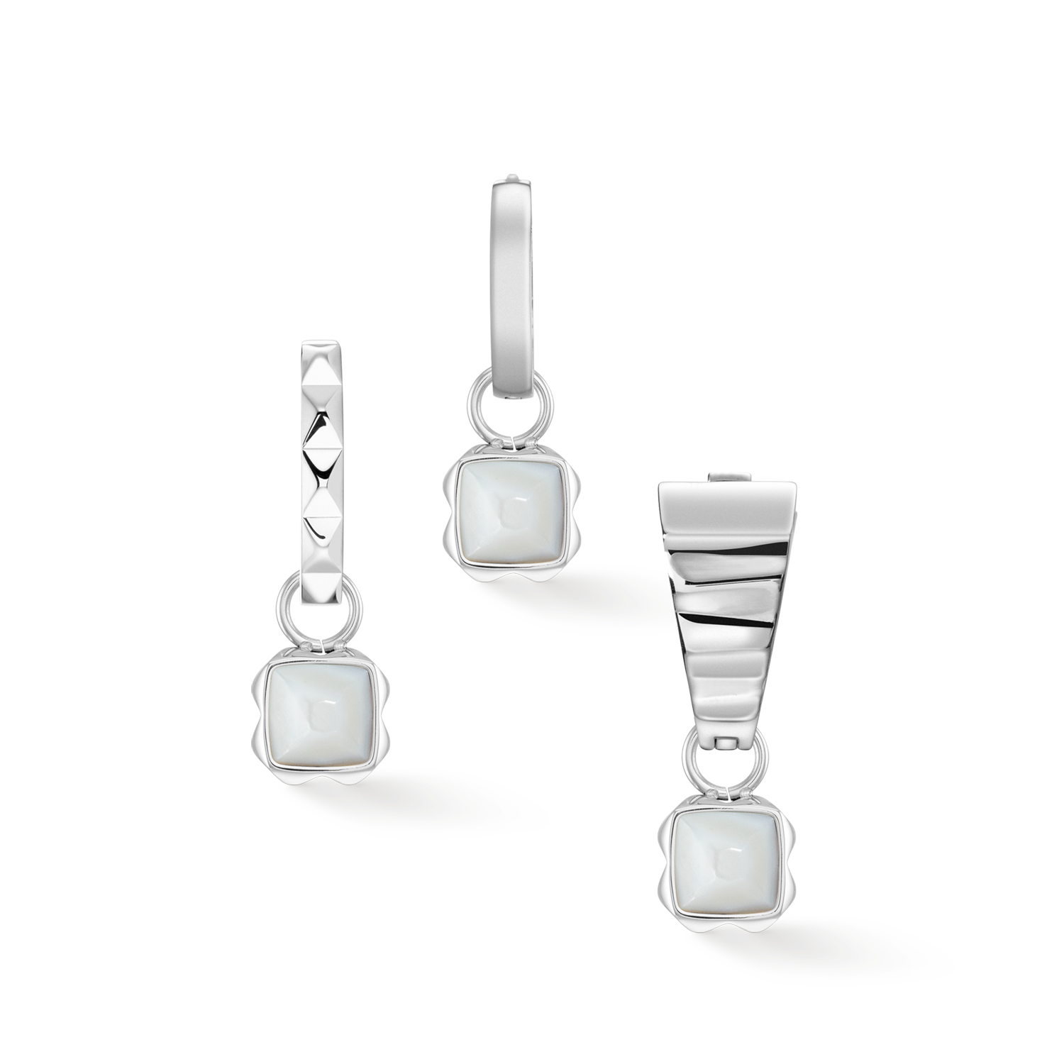 Birthstone April Charm Weißer Quarz Silber von COEUR DE LION – Tragevariante