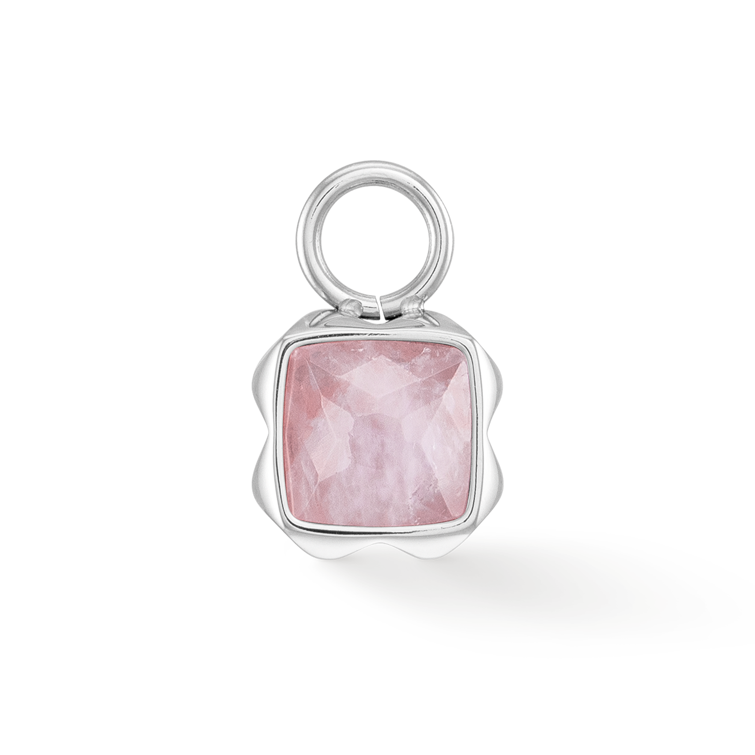 Birthstone Oktober Charm Rosenquarz Silber von COEUR DE LION – Detailaufnahme