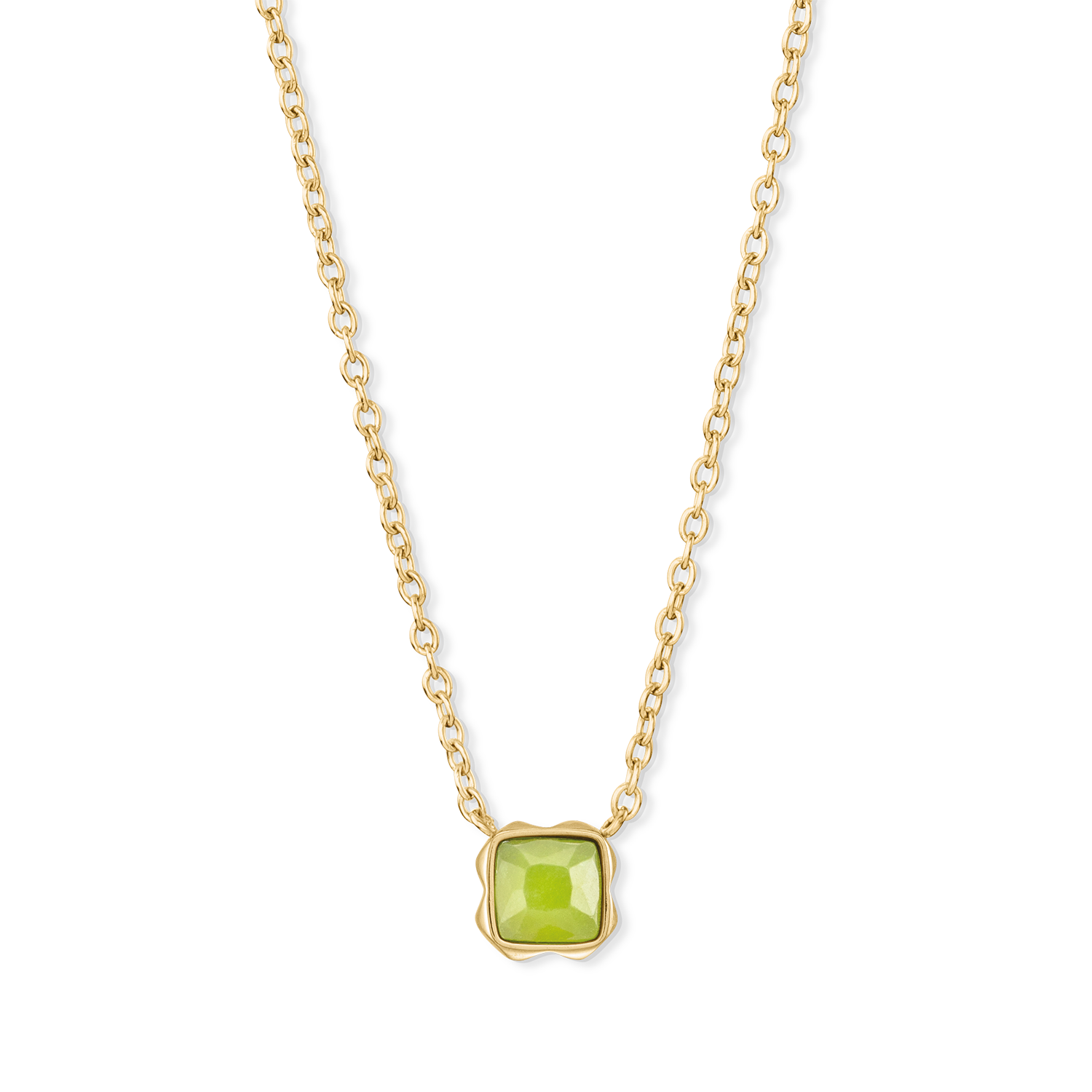 Birthstone August Halskette Grüner Jade Gold von COEUR DE LION – Detailaufnahme