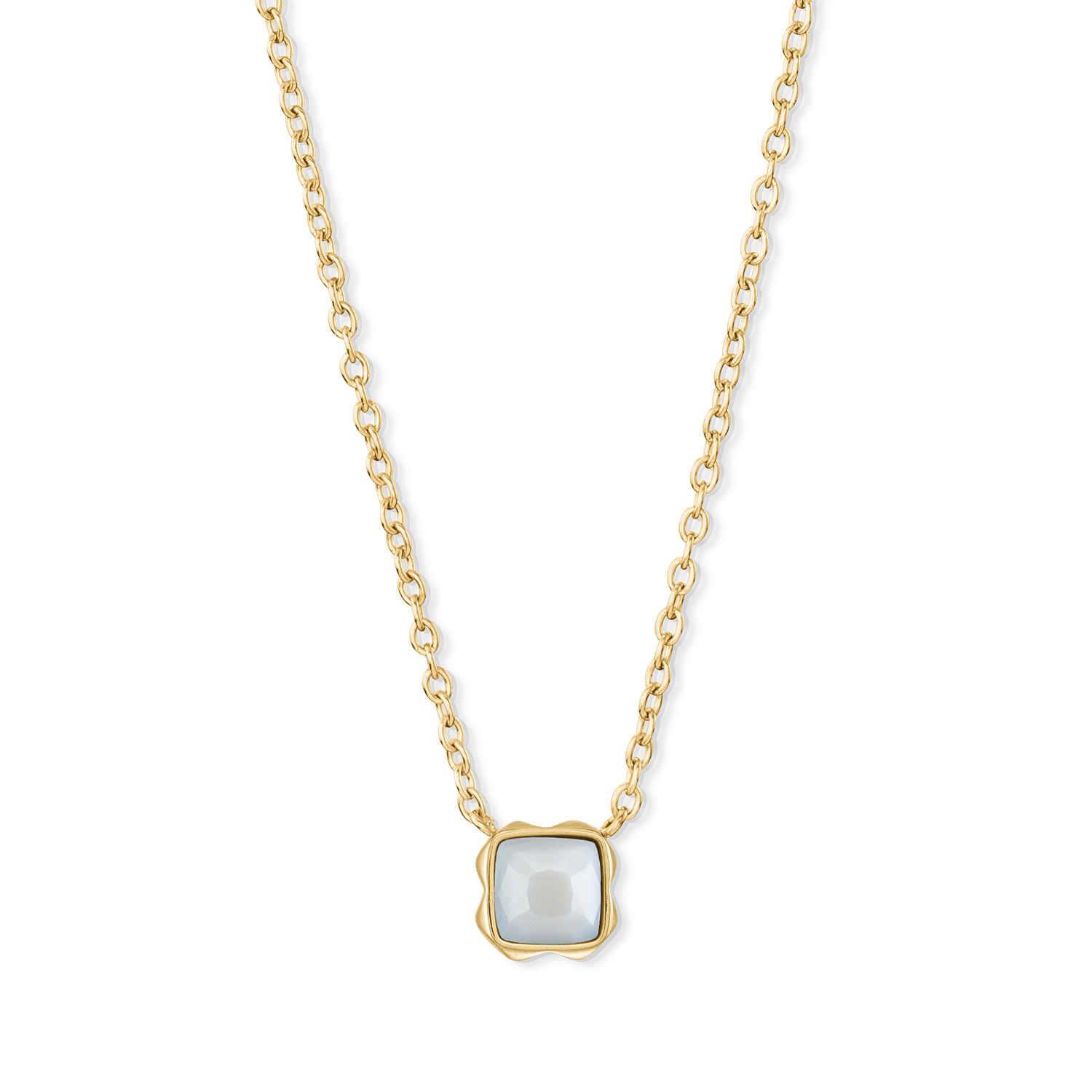 Birthstone April Halskette Weißer Quarz Gold von COEUR DE LION – Detailaufnahme