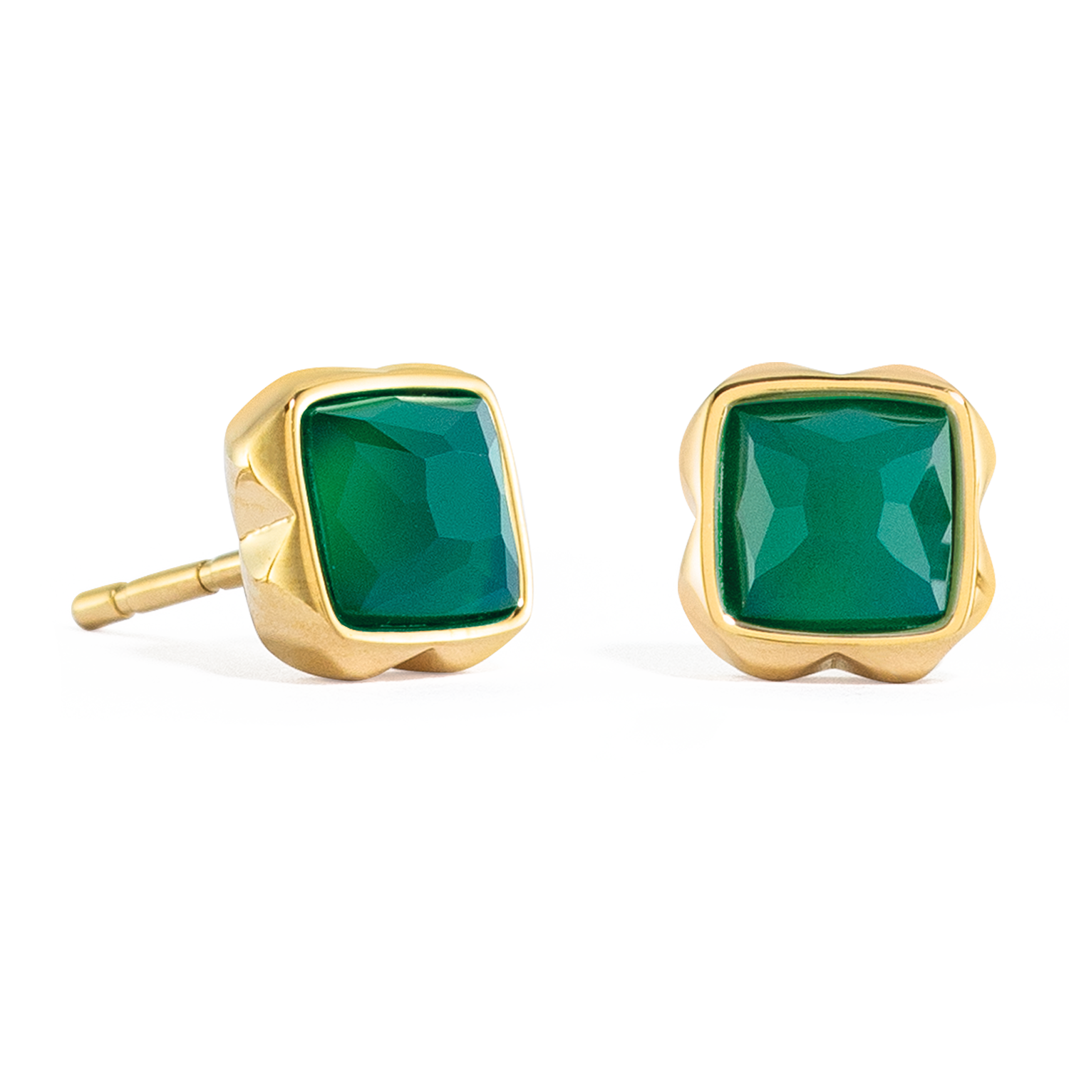 Birthstone Mai Ohrringe Grüner Achat Gold von COEUR DE LION – Detailaufnahme