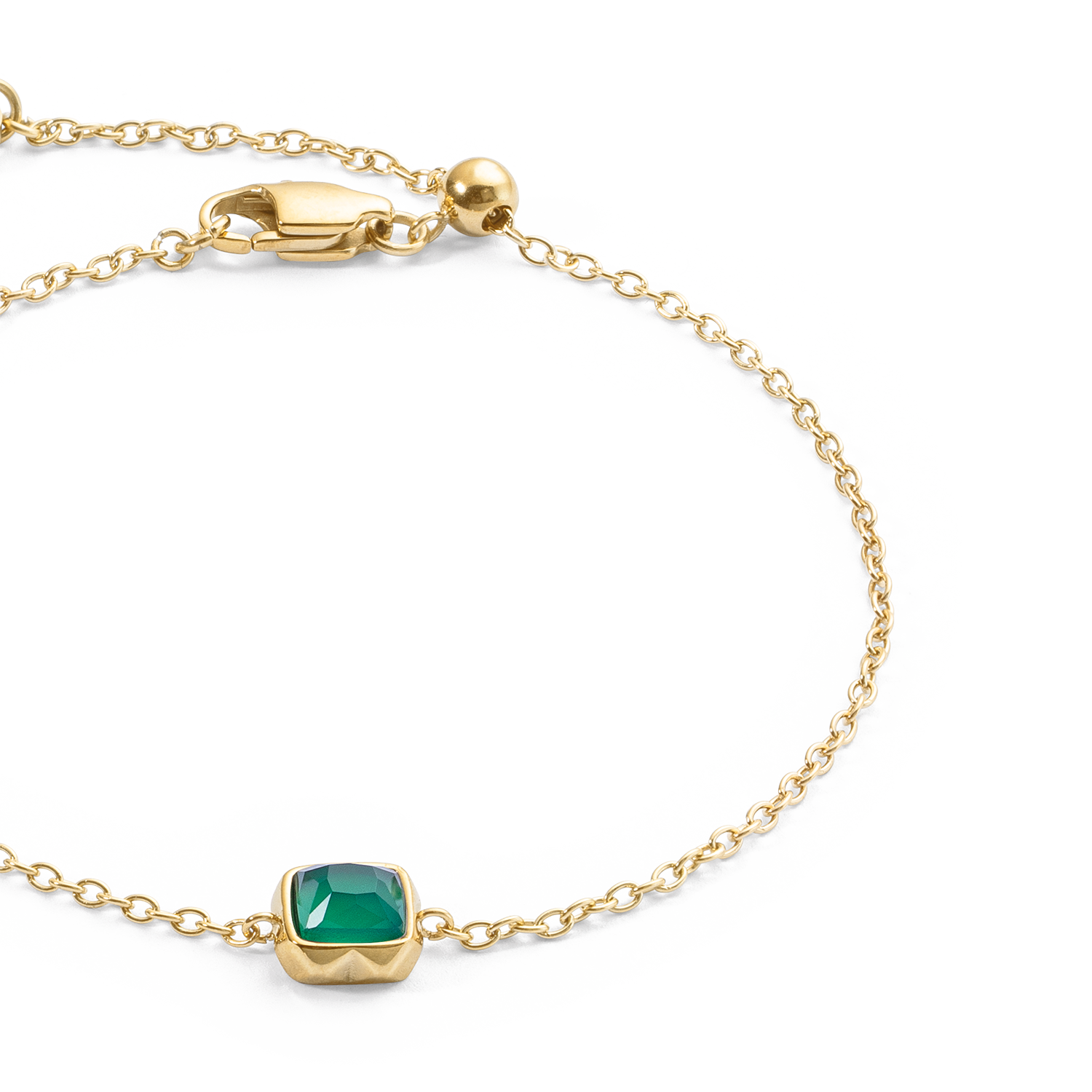 Birthstone Mai Armband Grüner Achat Gold von COEUR DE LION – Detailaufnahme