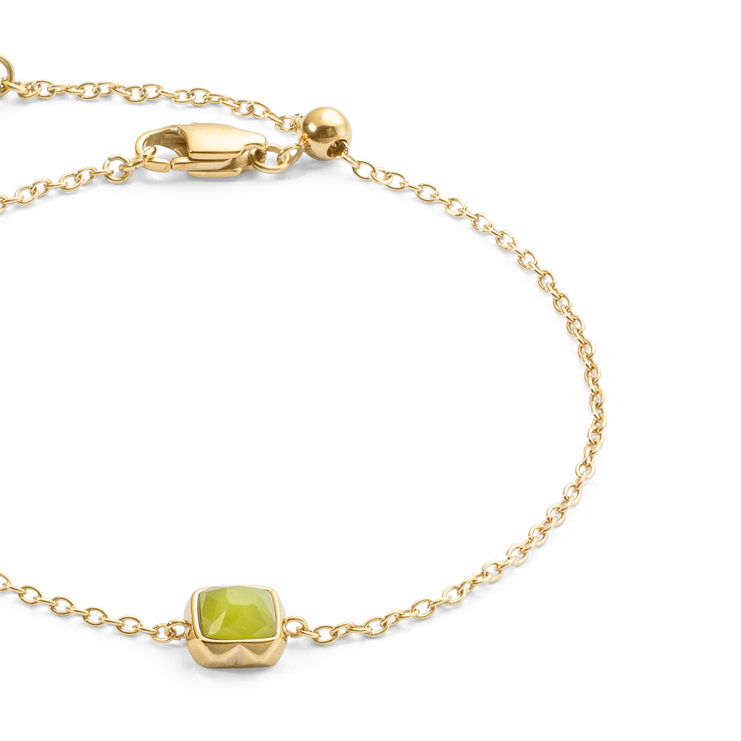 Birthstone August Armband Grüner Jade Gold von COEUR DE LION – Detailaufnahme