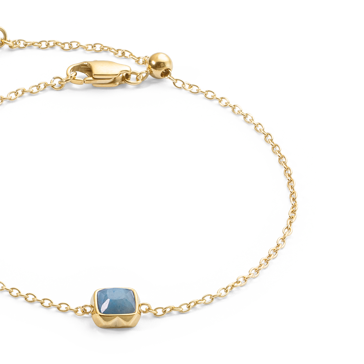 Birthstone März Armband Blauer Aventurin Gold von COEUR DE LION – Detailaufnahme