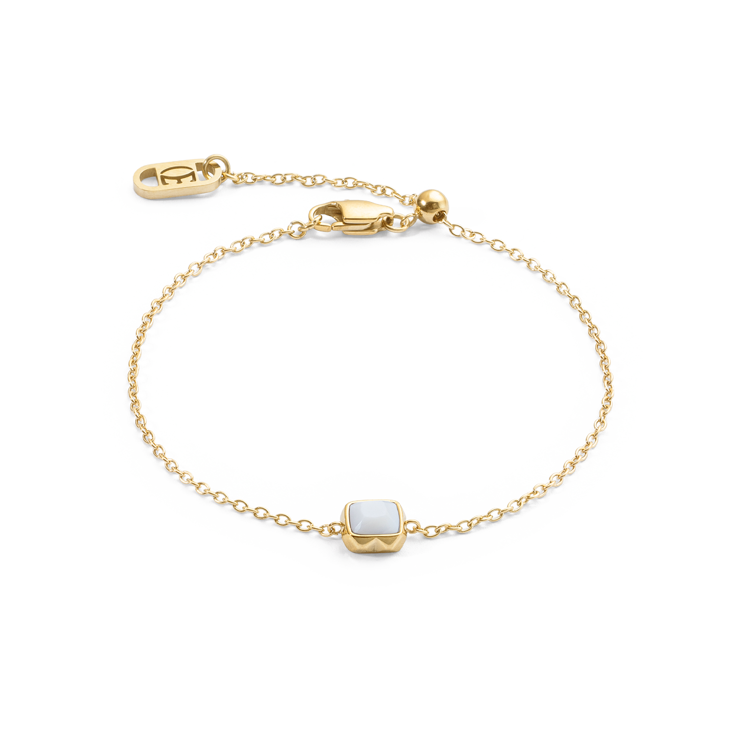 Birthstone April Armband Weißer Quarz Gold von COEUR DE LION