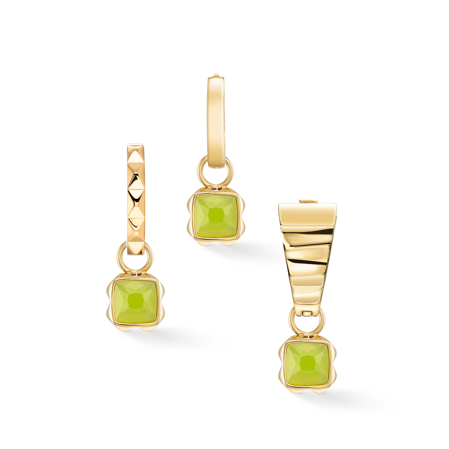 Birthstone August Charm Grüner Jade Gold von COEUR DE LION – Tragevariante