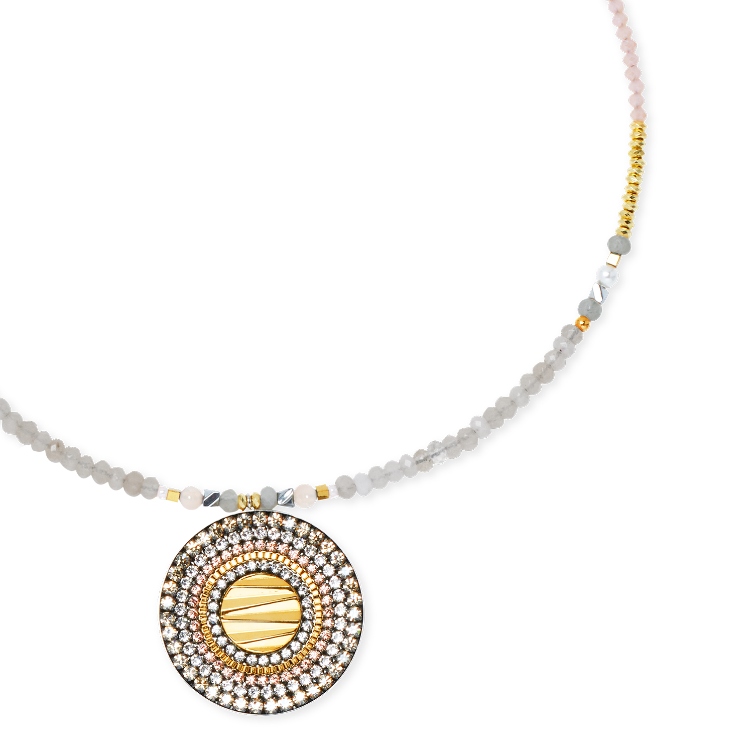 Halskette Amulett Modern Future gold-beige von COEUR DE LION – Detailaufnahme