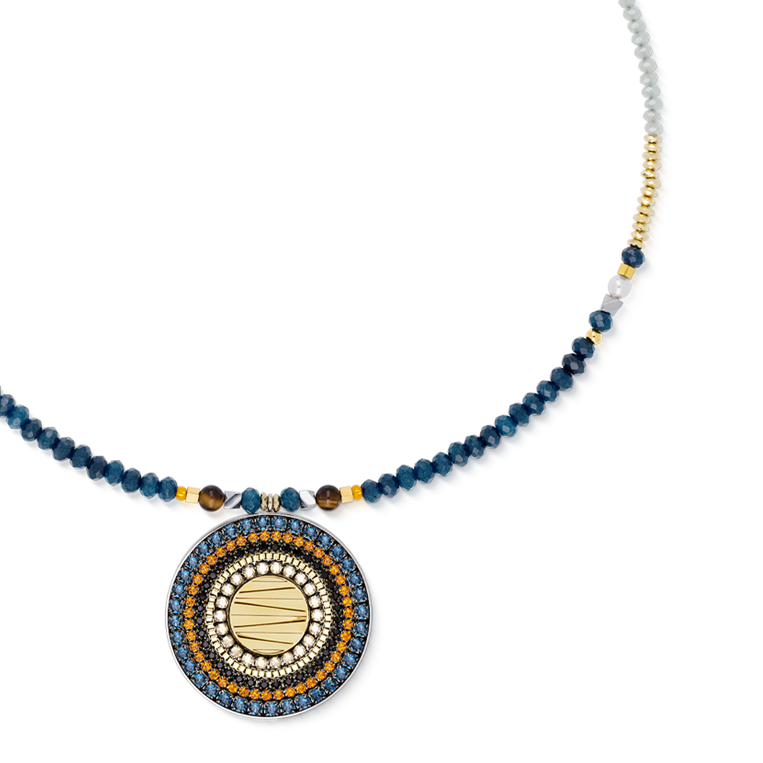 Halskette Amulett Modern Future Motion bicolor von COEUR DE LION – Detailaufnahme