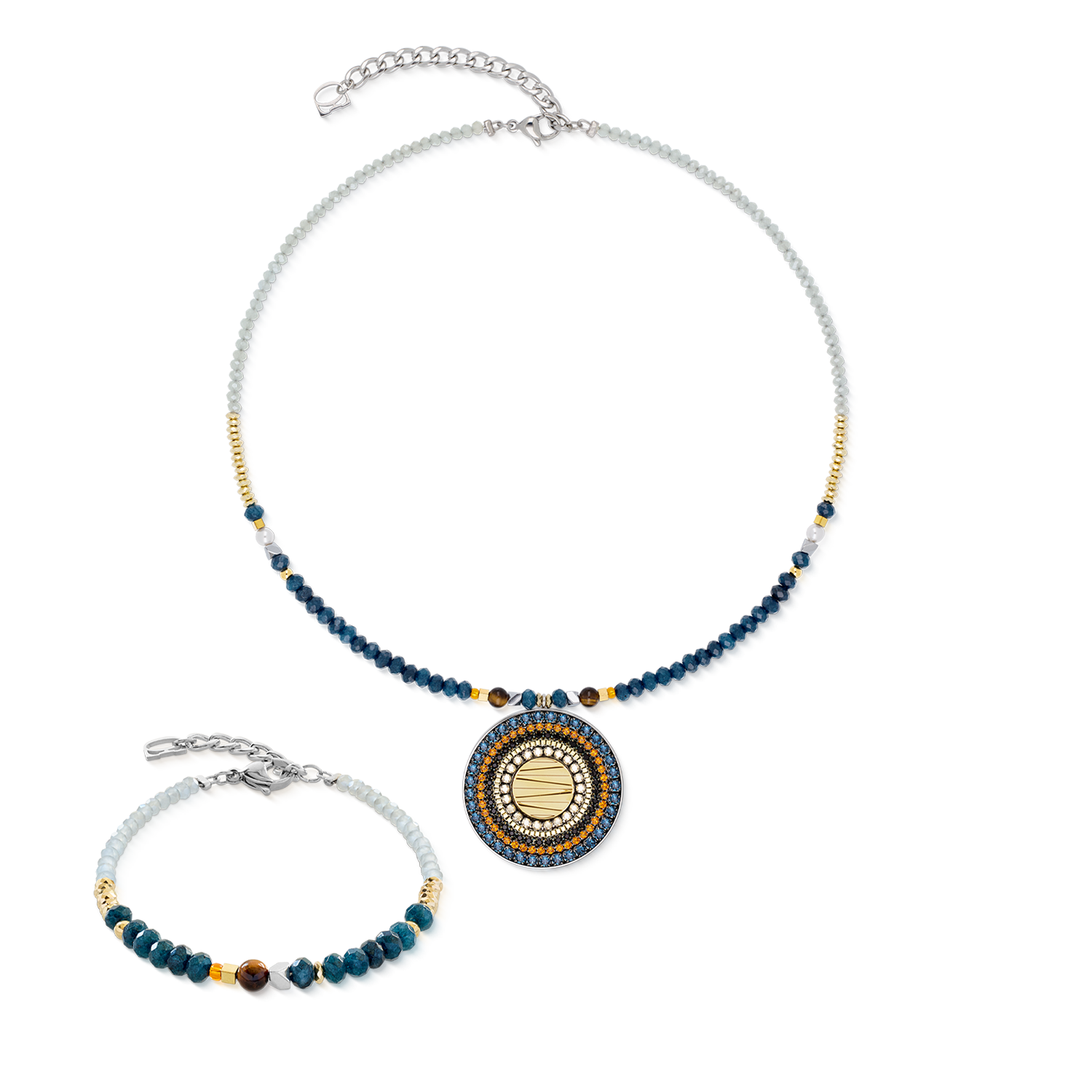 Halskette Amulett Modern Future Motion bicolor von COEUR DE LION – im Set mit passenden Schmuckstücken