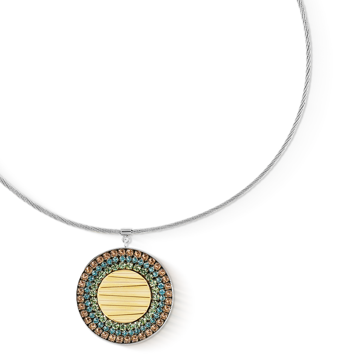 Halskette Amulett Glam Waves silber-multicolor pastell von COEUR DE LION – Detailaufnahme