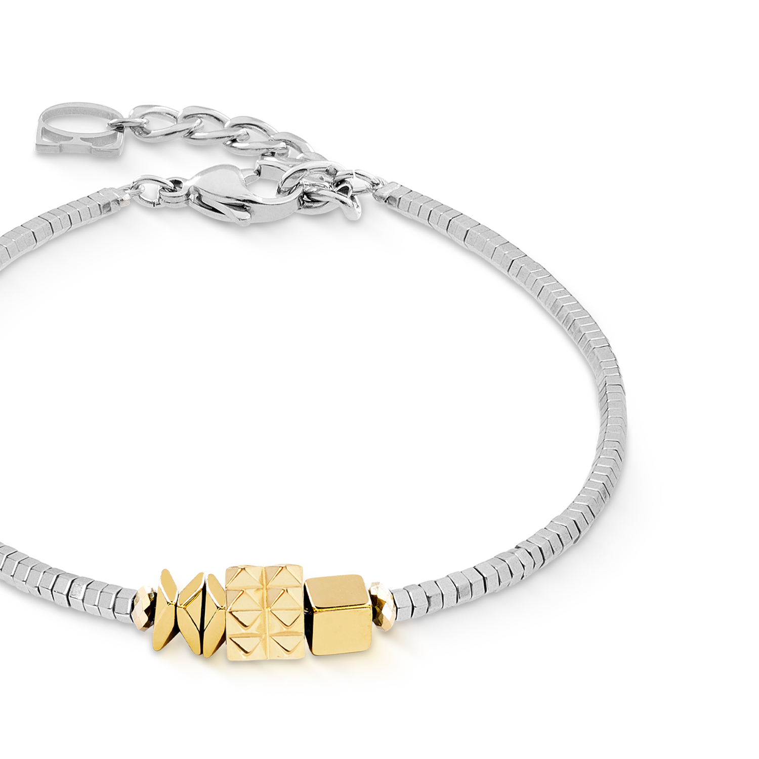 Armband Cube Trio Facets gold-silber von COEUR DE LION – Detailaufnahme