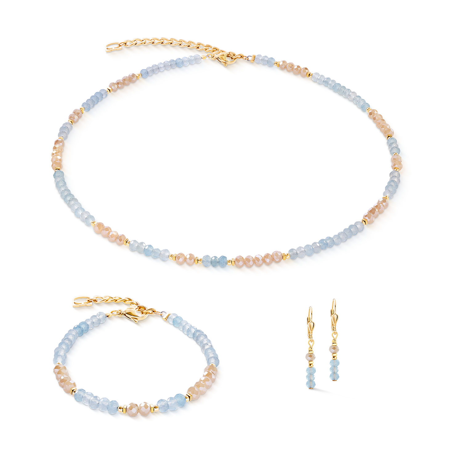 Halskette Rhythm Jade Sky gold von COEUR DE LION – im Set mit passenden Schmuckstücken