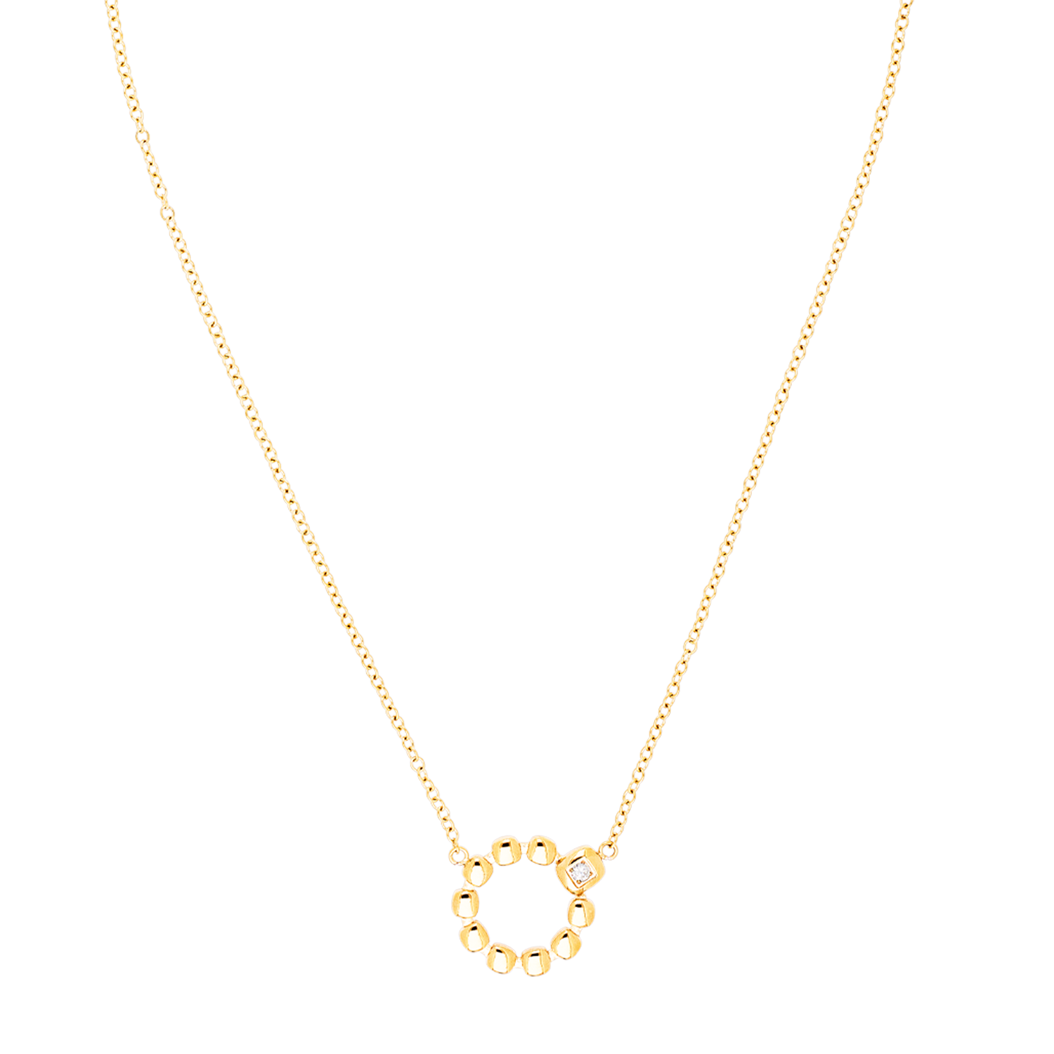 Halskette Small Soft Cube Circle Glow gold von COEUR DE LION – Detailaufnahme