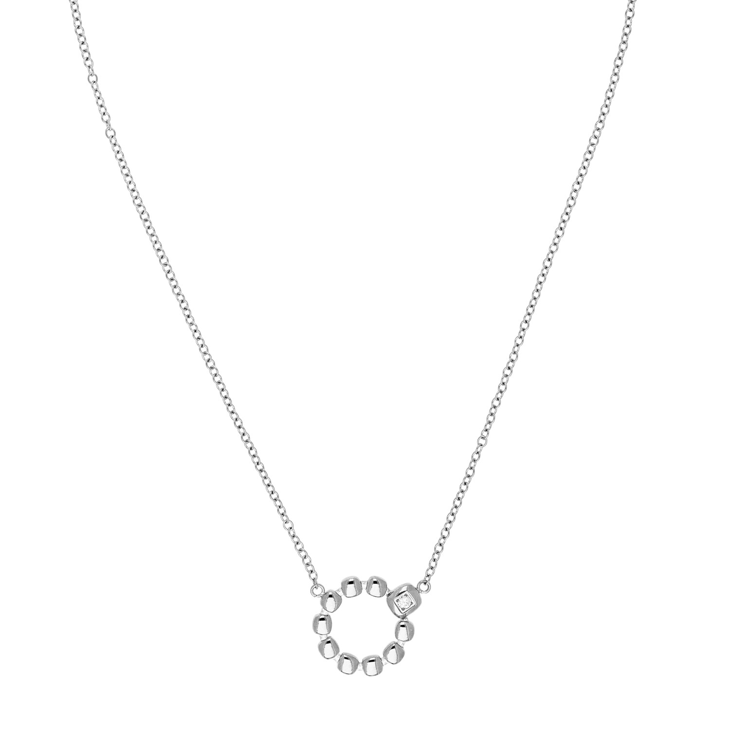 Halskette Small Soft Cube Circle Glow silber von COEUR DE LION – Detailaufnahme
