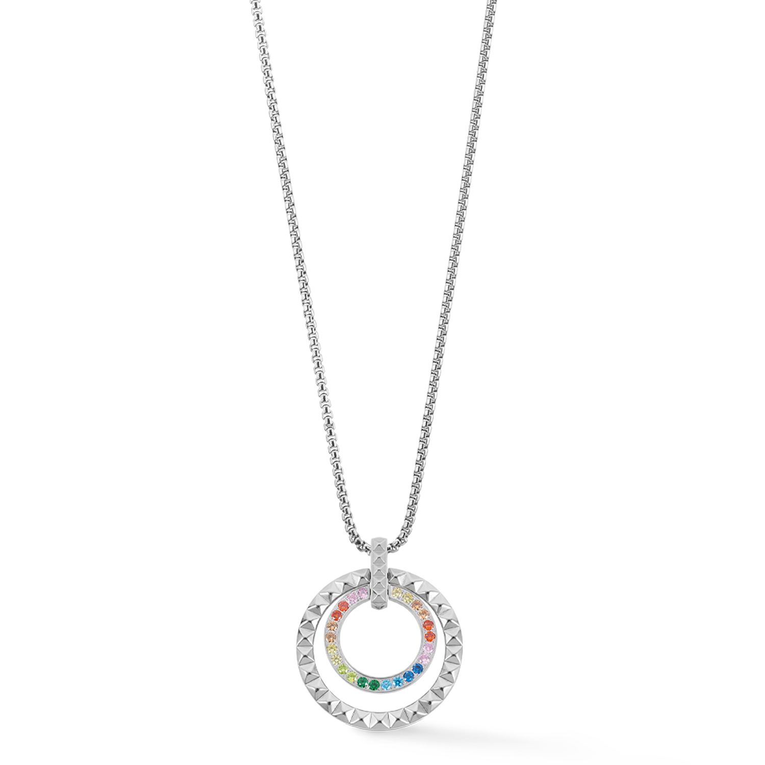 Halskette Circle Duo Multicolour Silber