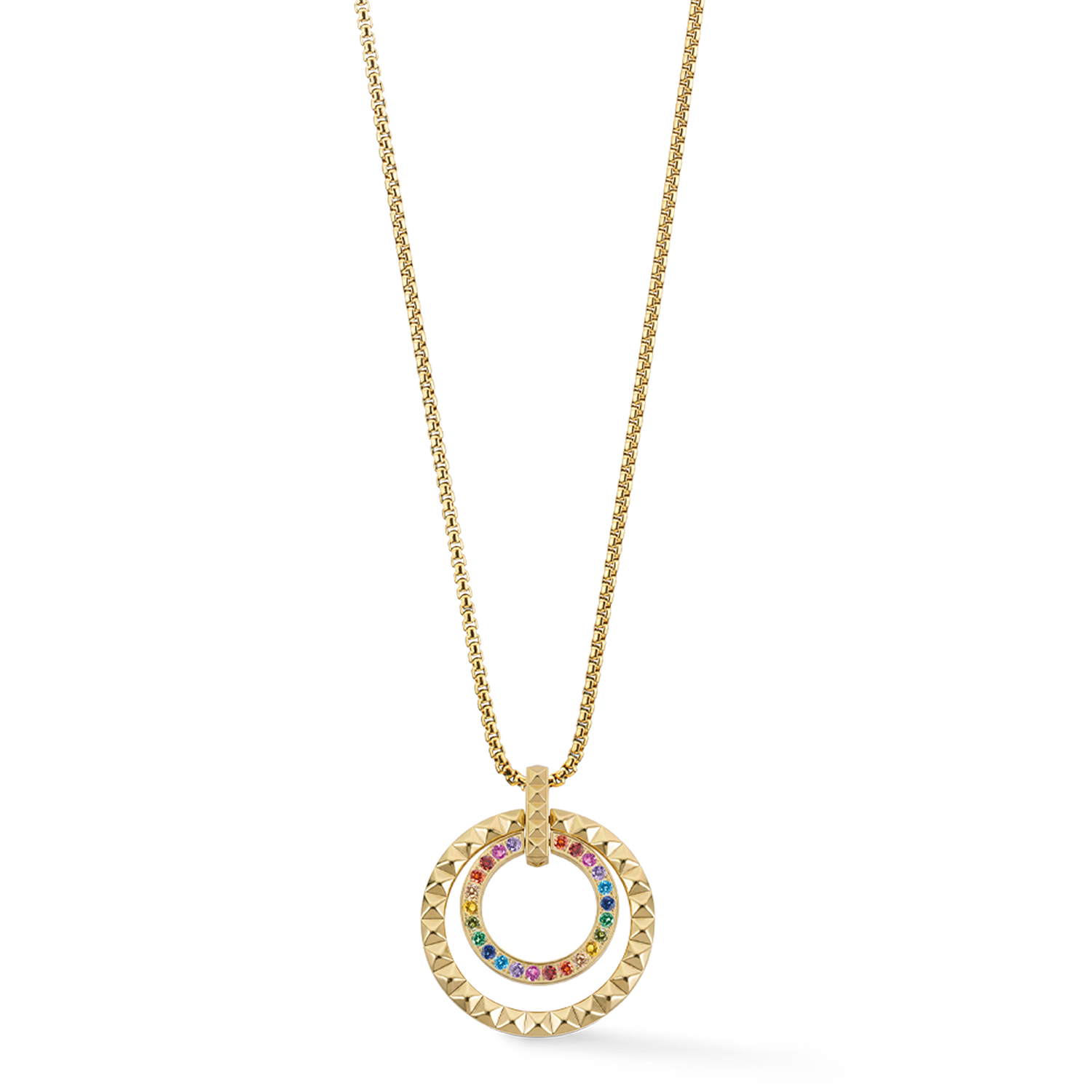 Halskette Circle Duo Rainbow Gold