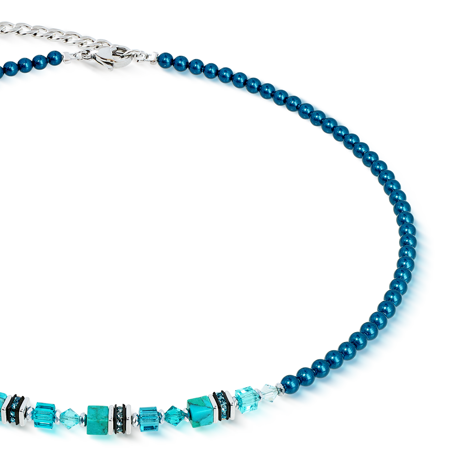 Halskette Princess Teal Glow silber von COEUR DE LION – Detailaufnahme