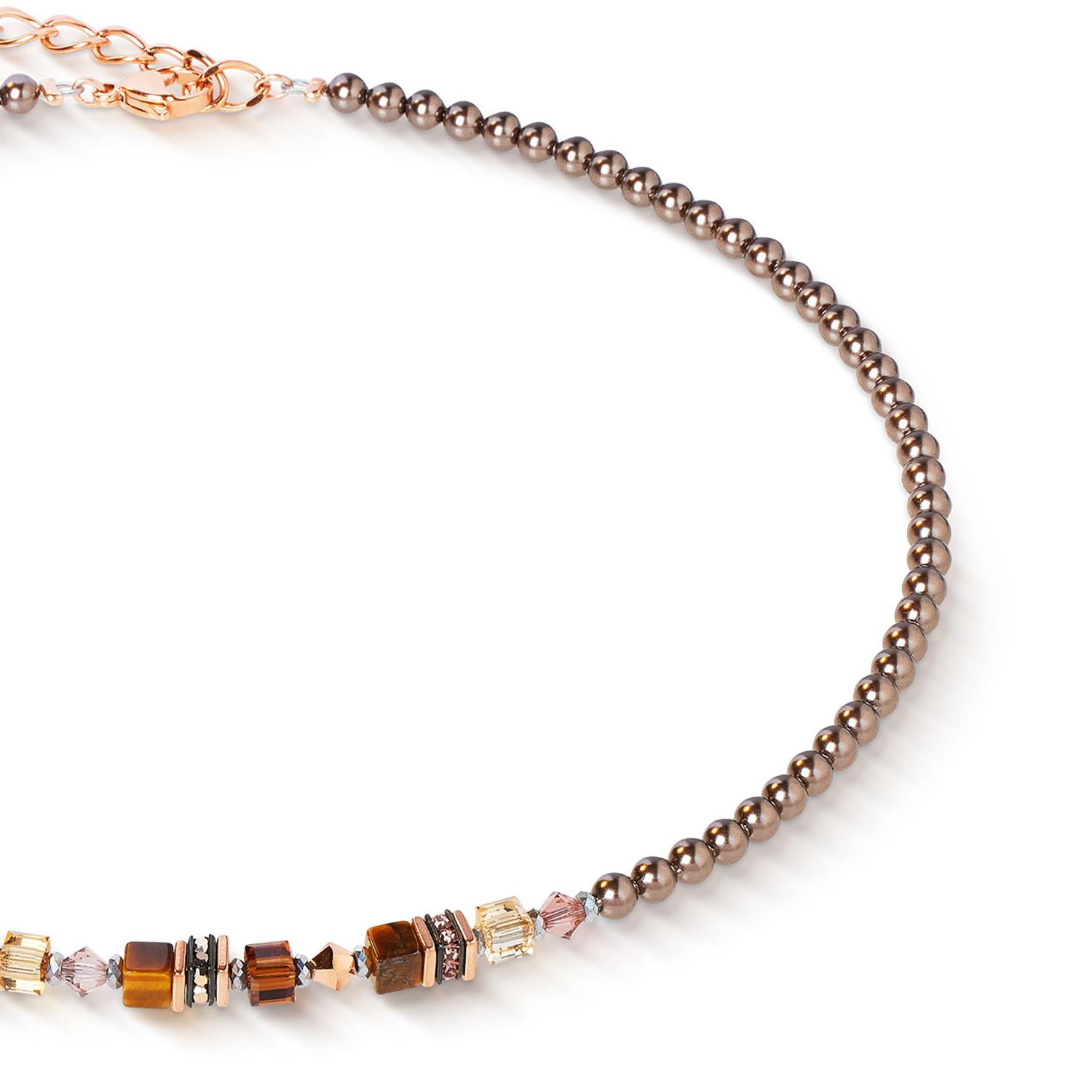 Halskette Princess Earth Glow roségold-braun von COEUR DE LION – Detailaufnahme