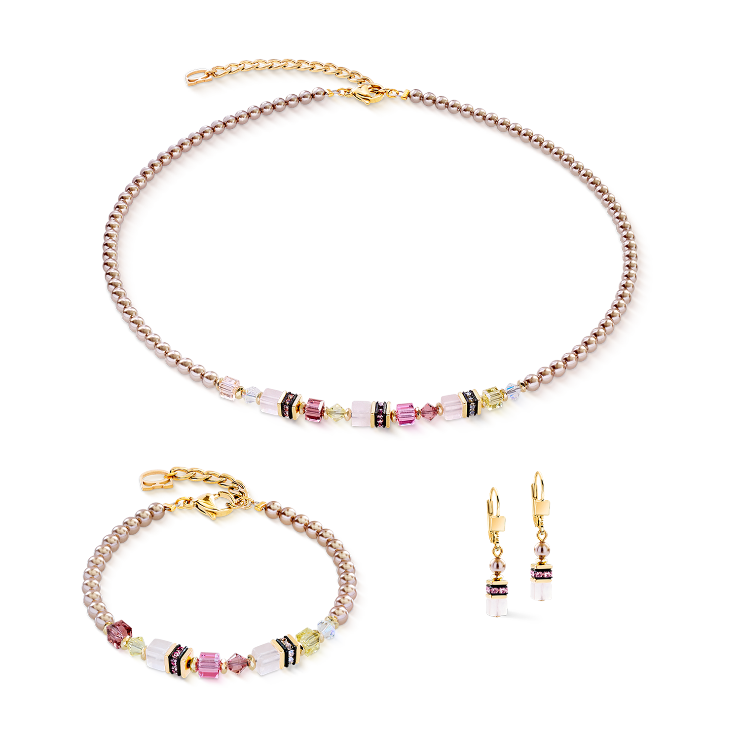Ohrringe Princess Rose Glow gold von COEUR DE LION – im Set mit passenden Schmuckstücken