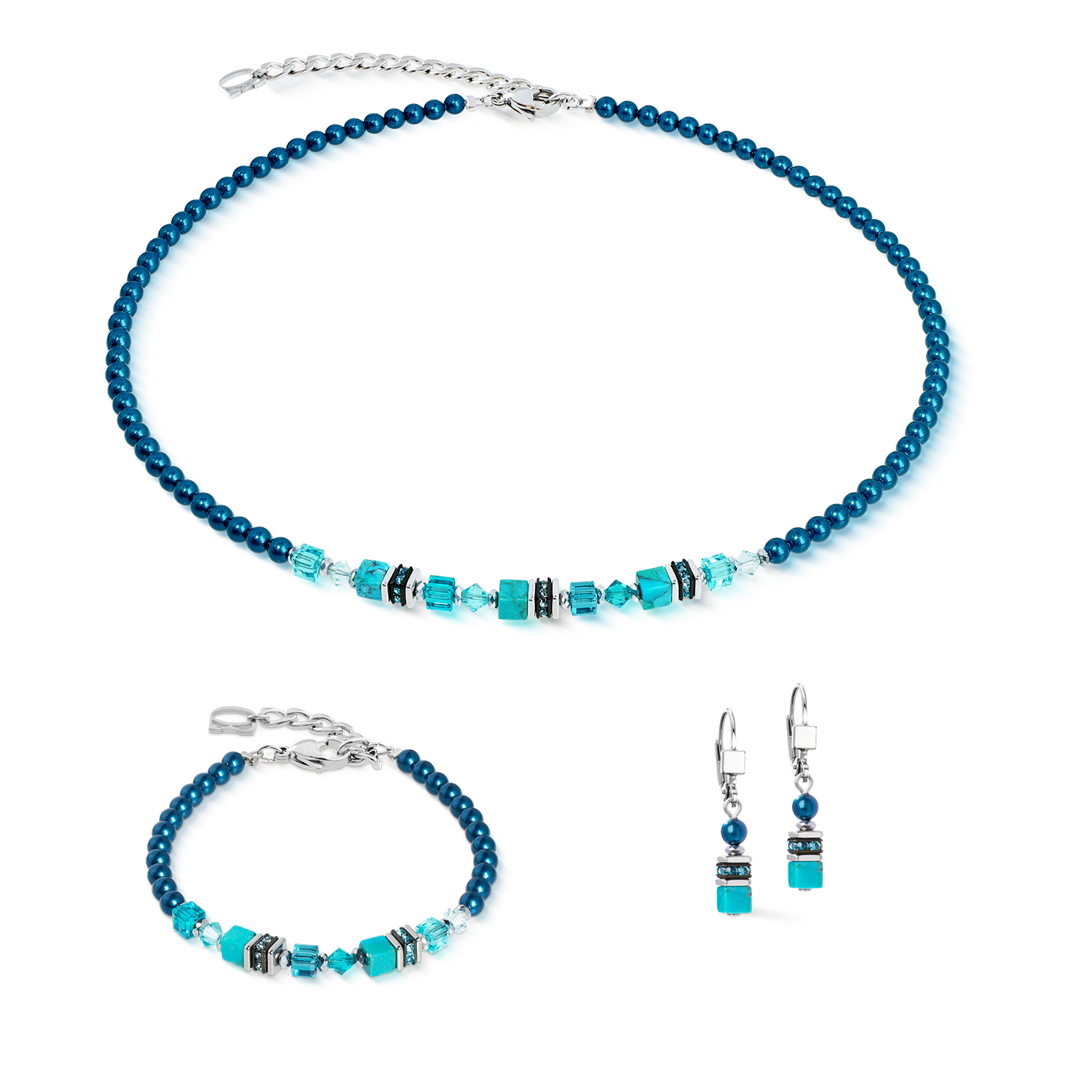 Armband Princess Teal Glow silber von COEUR DE LION – im Set mit passenden Schmuckstücken