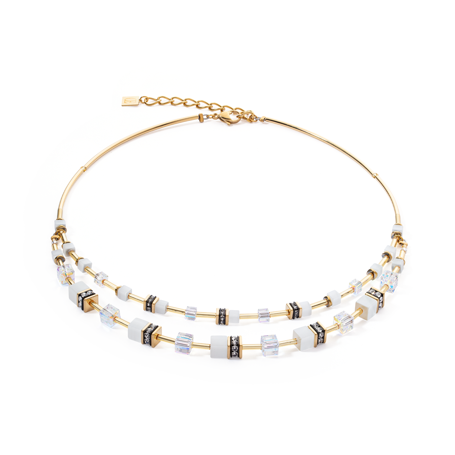 GeoCUBE® Iconic Layer Halskette Gold-Weiß von COEUR DE LION