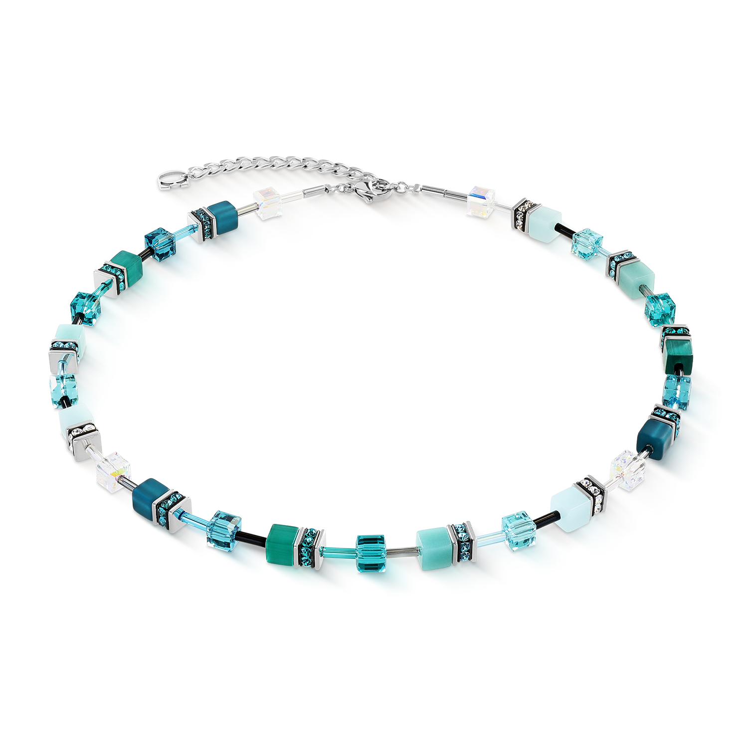 GeoCUBE® Iconic Halskette Teal silber von COEUR DE LION
