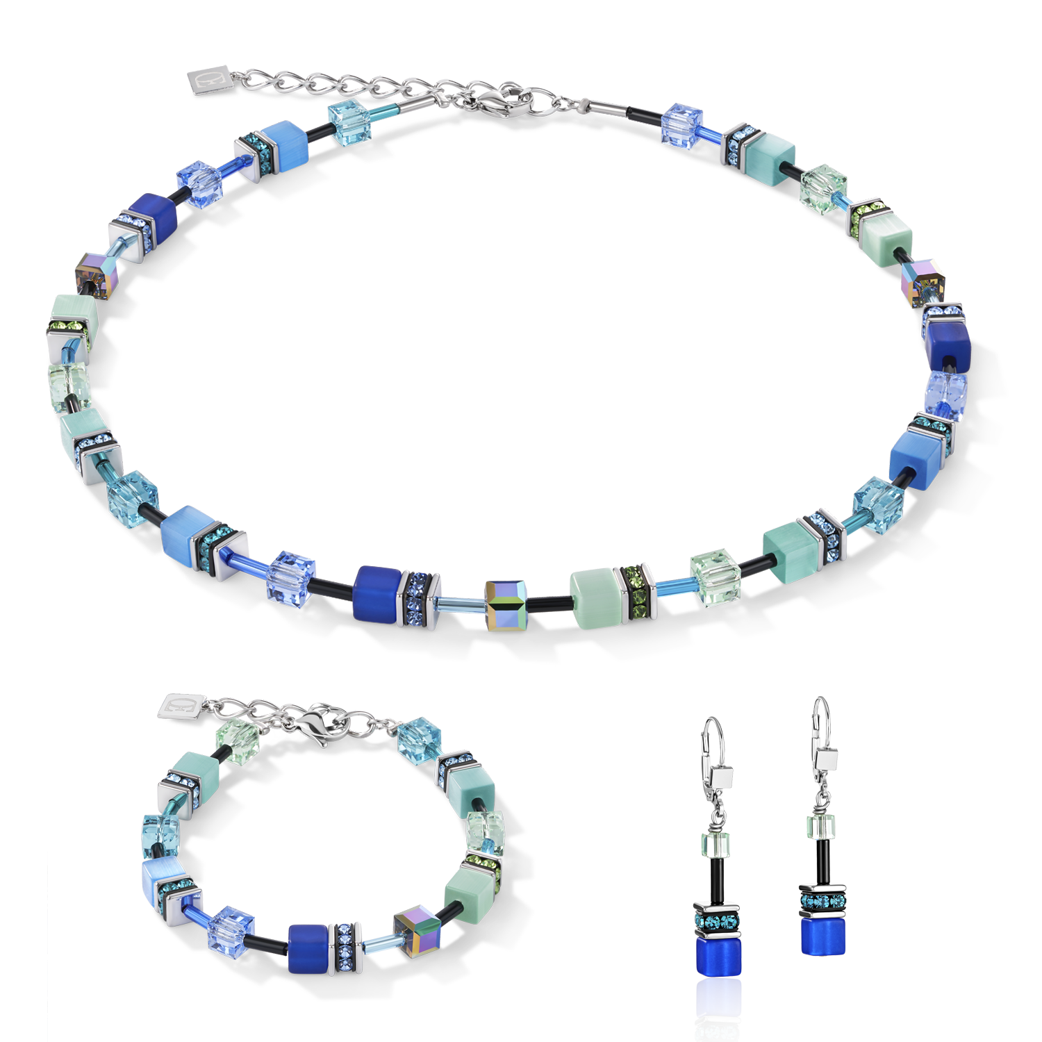 GeoCUBE® Halskette blau-grün