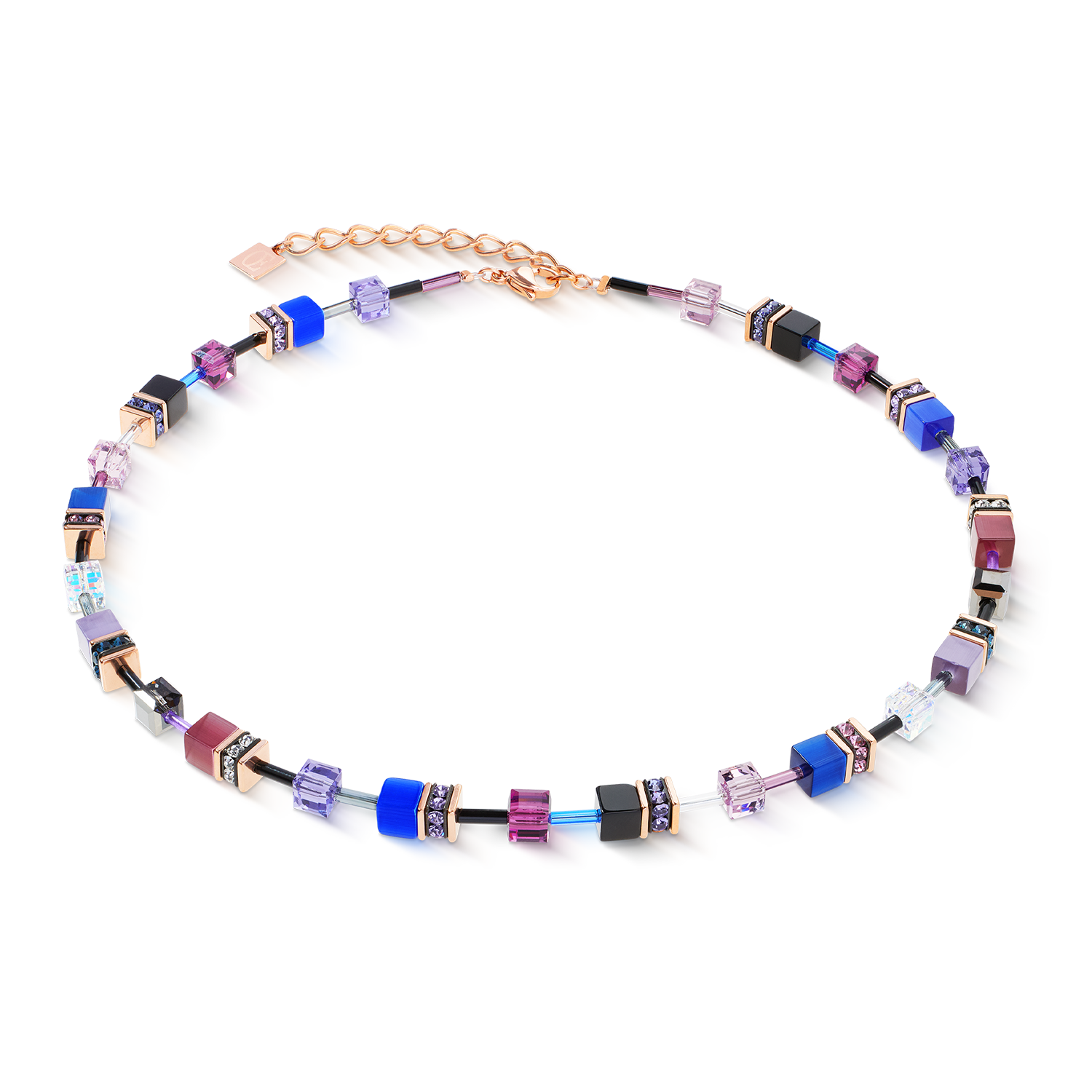 GeoCUBE® Iconic Halskette Blue Moon roségold von COEUR DE LION