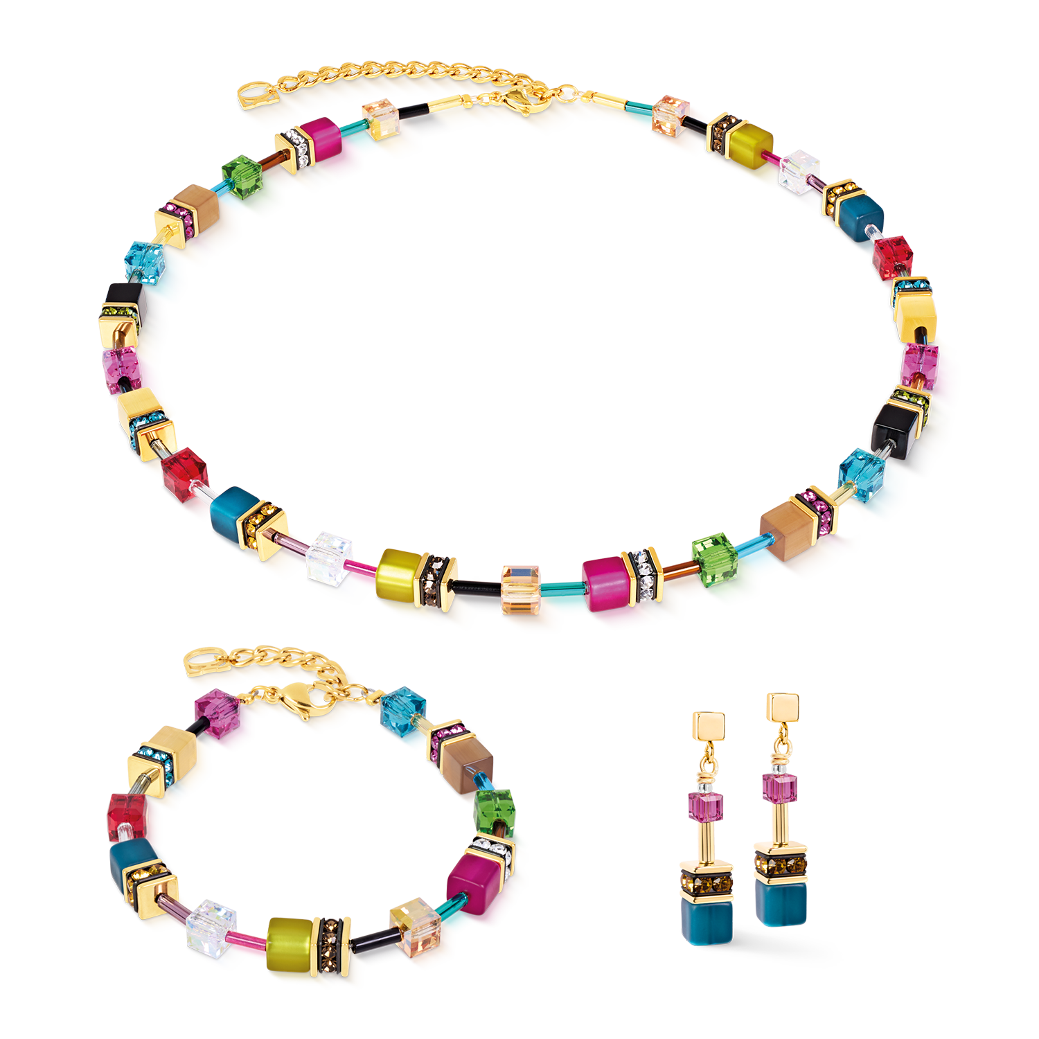 GeoCUBE® Iconic Halskette Multicolor Joy gold