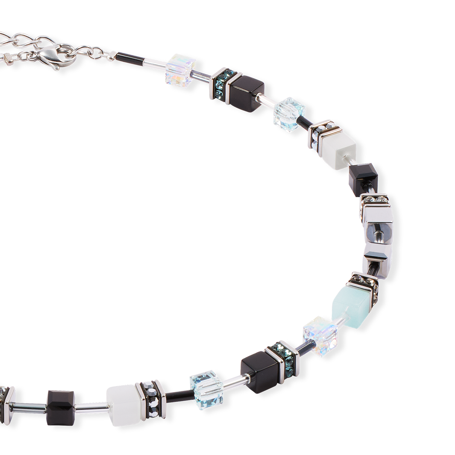 GeoCUBE® Iconic Halskette Ice Serenity silber von COEUR DE LION – Detailaufnahme