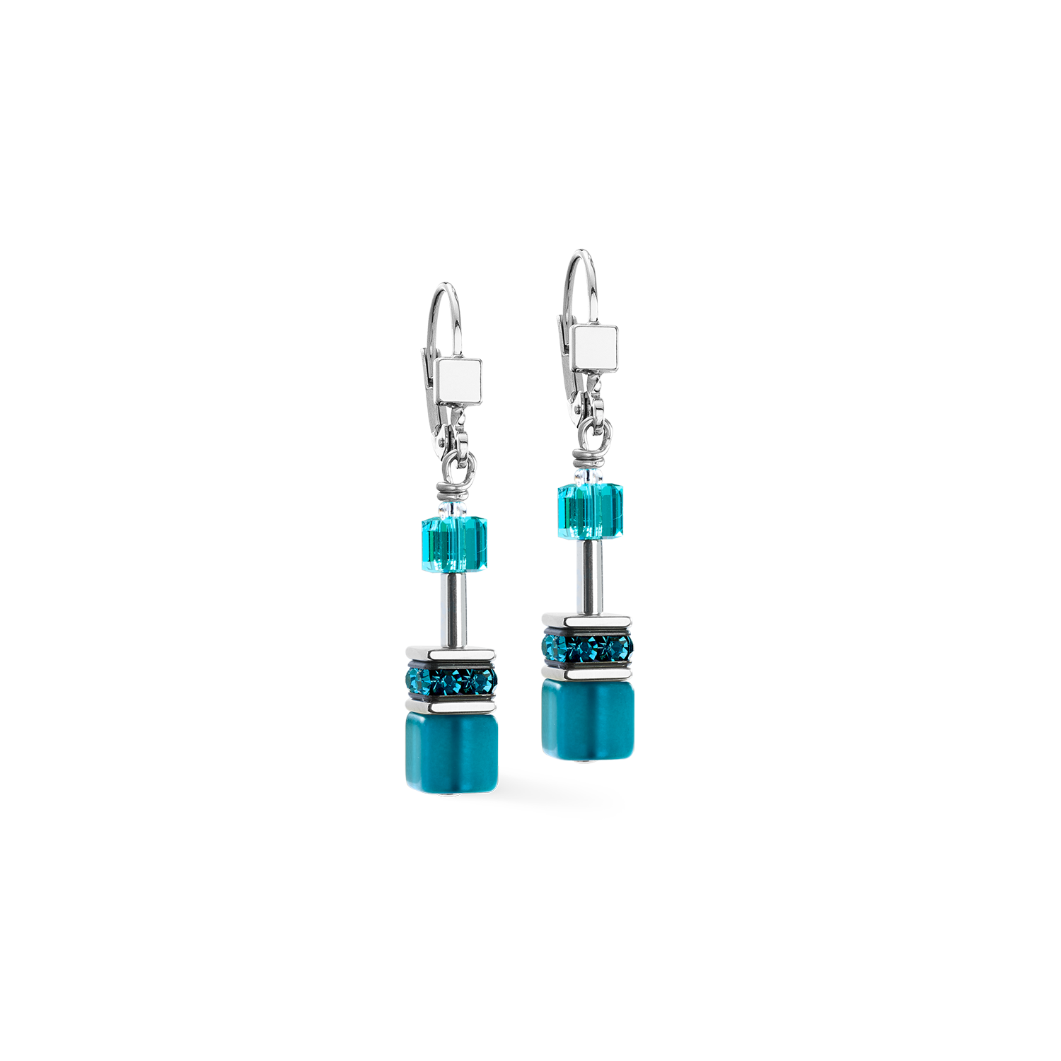 GeoCUBE® Iconic Ohrringe Teal silber von COEUR DE LION
