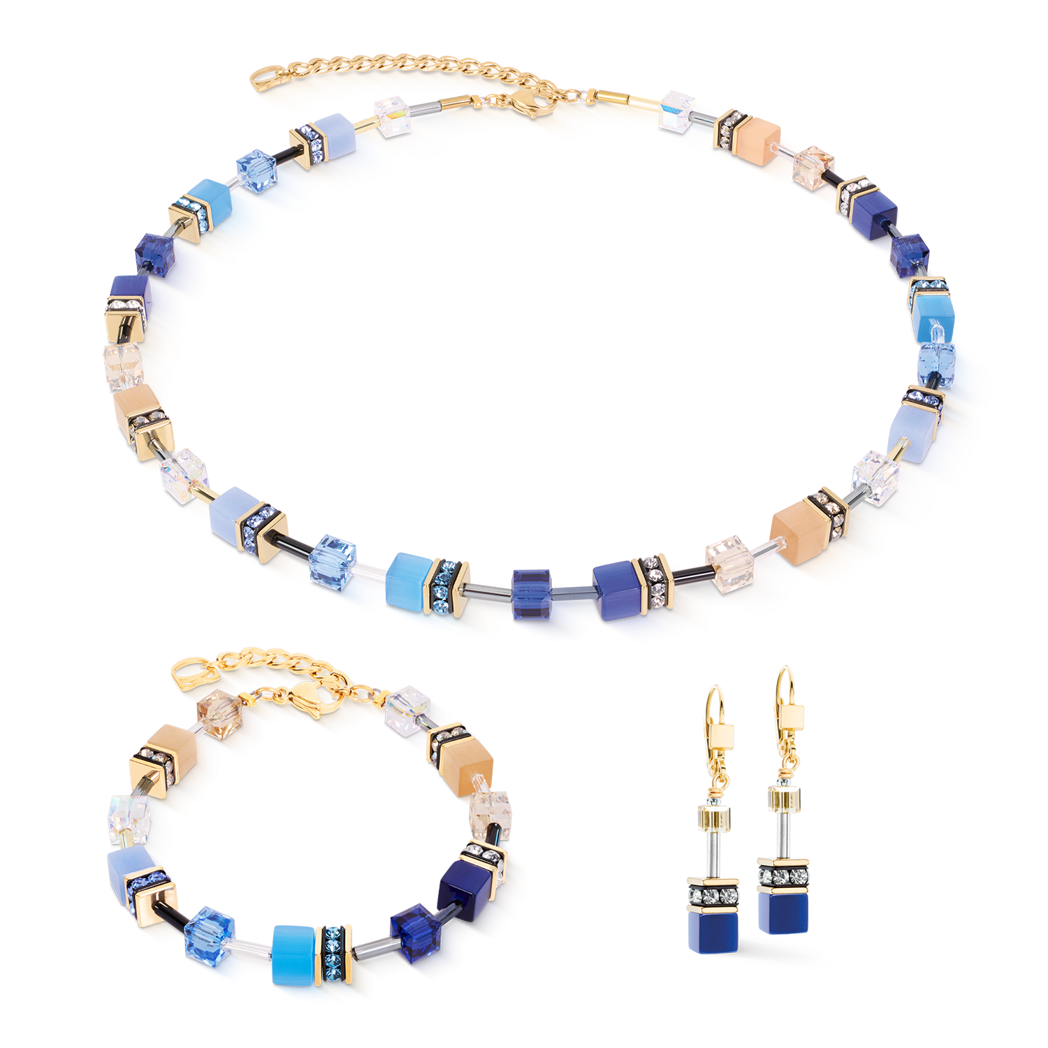 GeoCUBE® Iconic Ohrringe Azure Glow gold