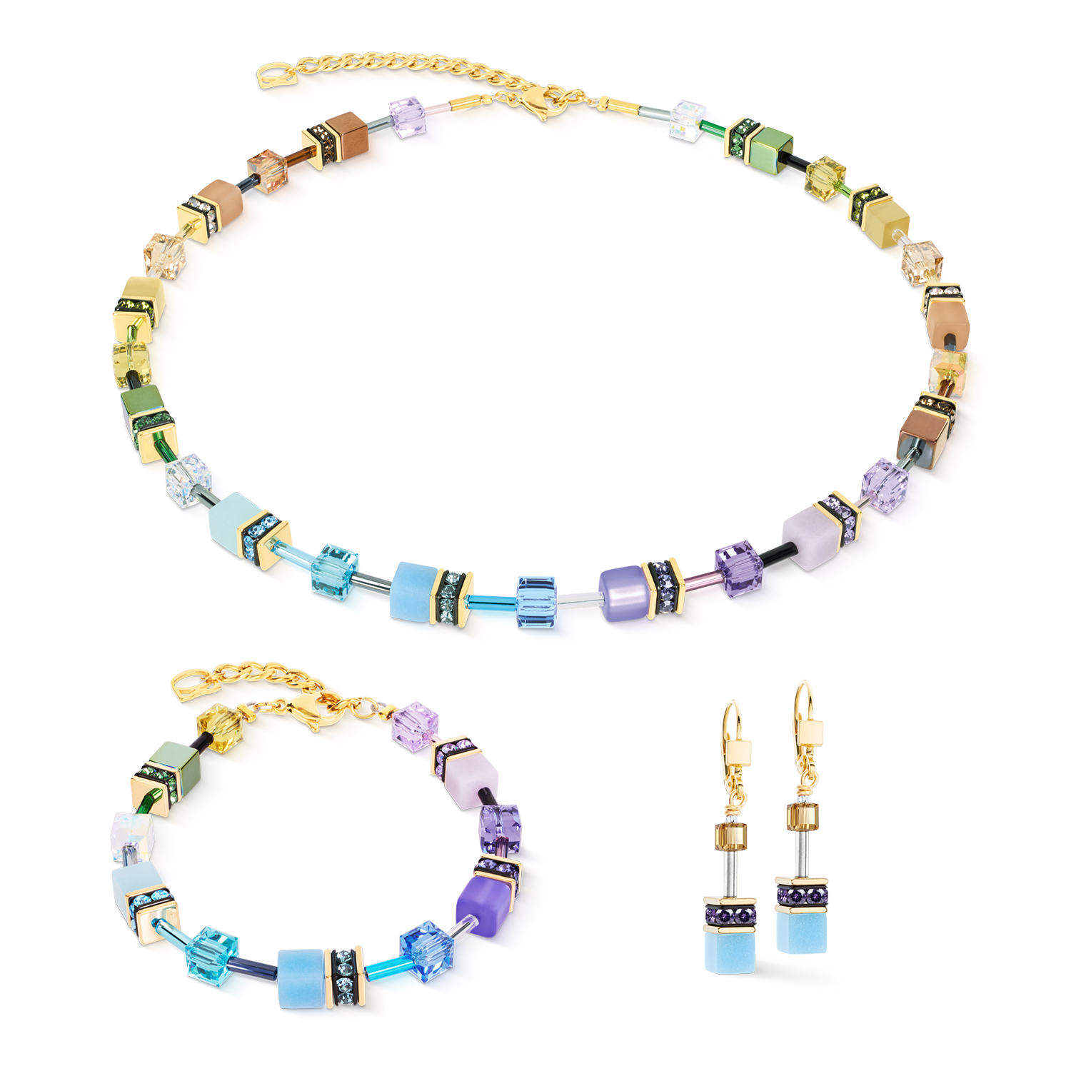 GeoCUBE® Iconic Ohrringe Multicolor Joy gold
