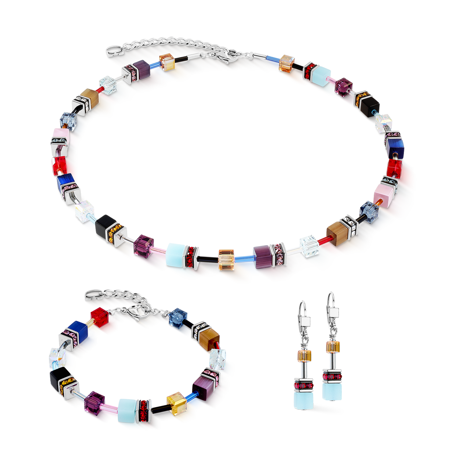 GeoCUBE® Iconic Ohrringe Love Energy silber von COEUR DE LION – im Set mit passenden Schmuckstücken