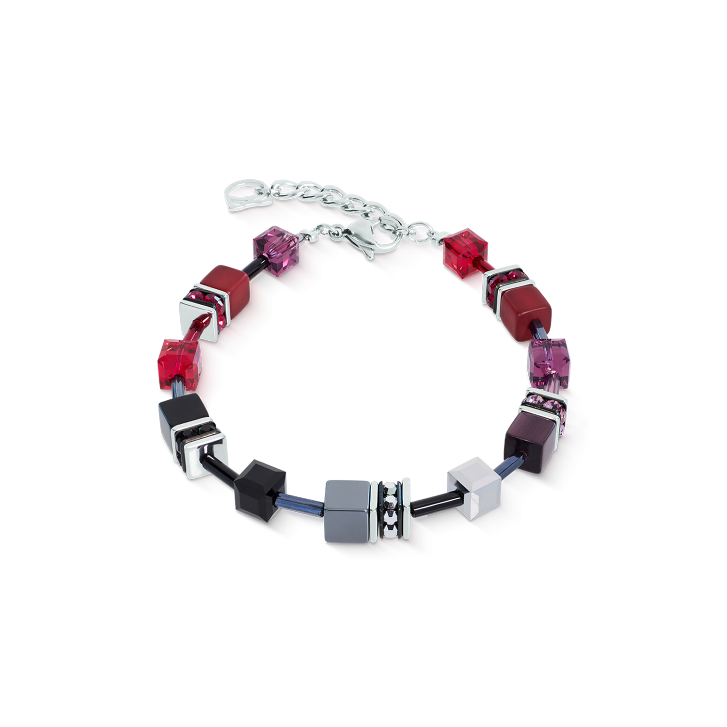 GeoCUBE® Iconic Armband Ruby Noir silber