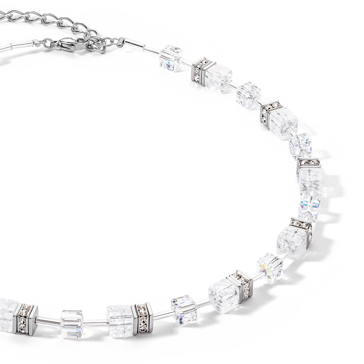 GeoCUBE® Iconic Nature Halskette silber-weiß von COEUR DE LION – Detailaufnahme