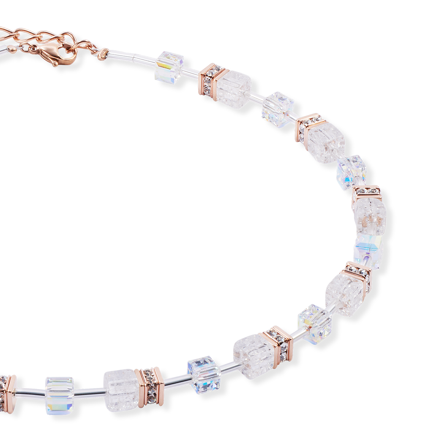 GeoCUBE® Iconic Nature Halskette roségold-weiß von COEUR DE LION – Detailaufnahme