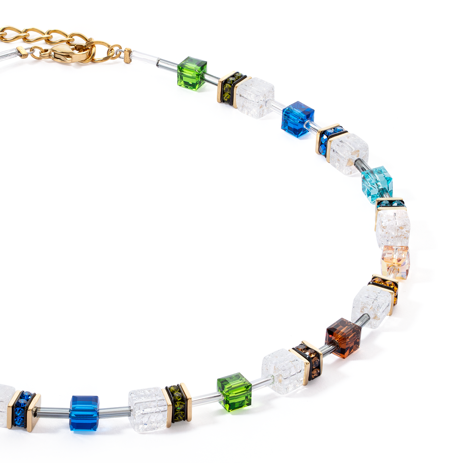 GeoCUBE® Iconic Nature Halskette Multi Color Gold von COEUR DE LION – Detailaufnahme