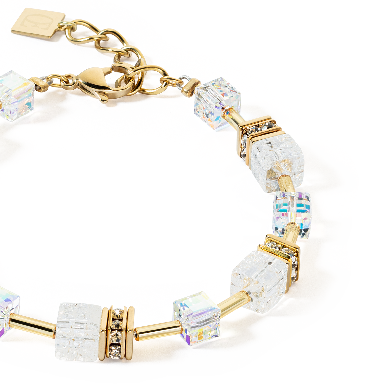 GeoCUBE® Iconic Nature Armband gold-weiß von COEUR DE LION – Detailaufnahme
