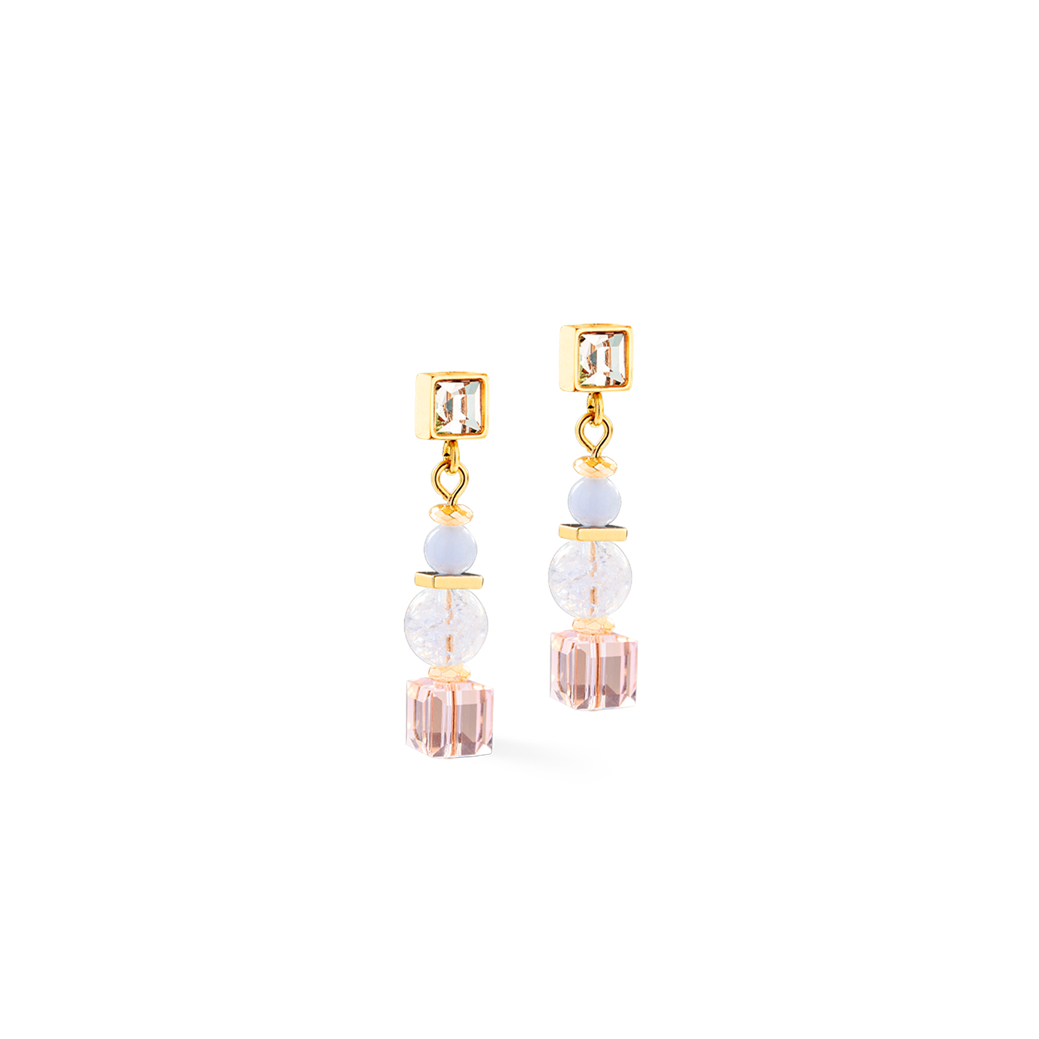 Ohrringe Cube Nexus gold-pastell von COEUR DE LION – Detailaufnahme