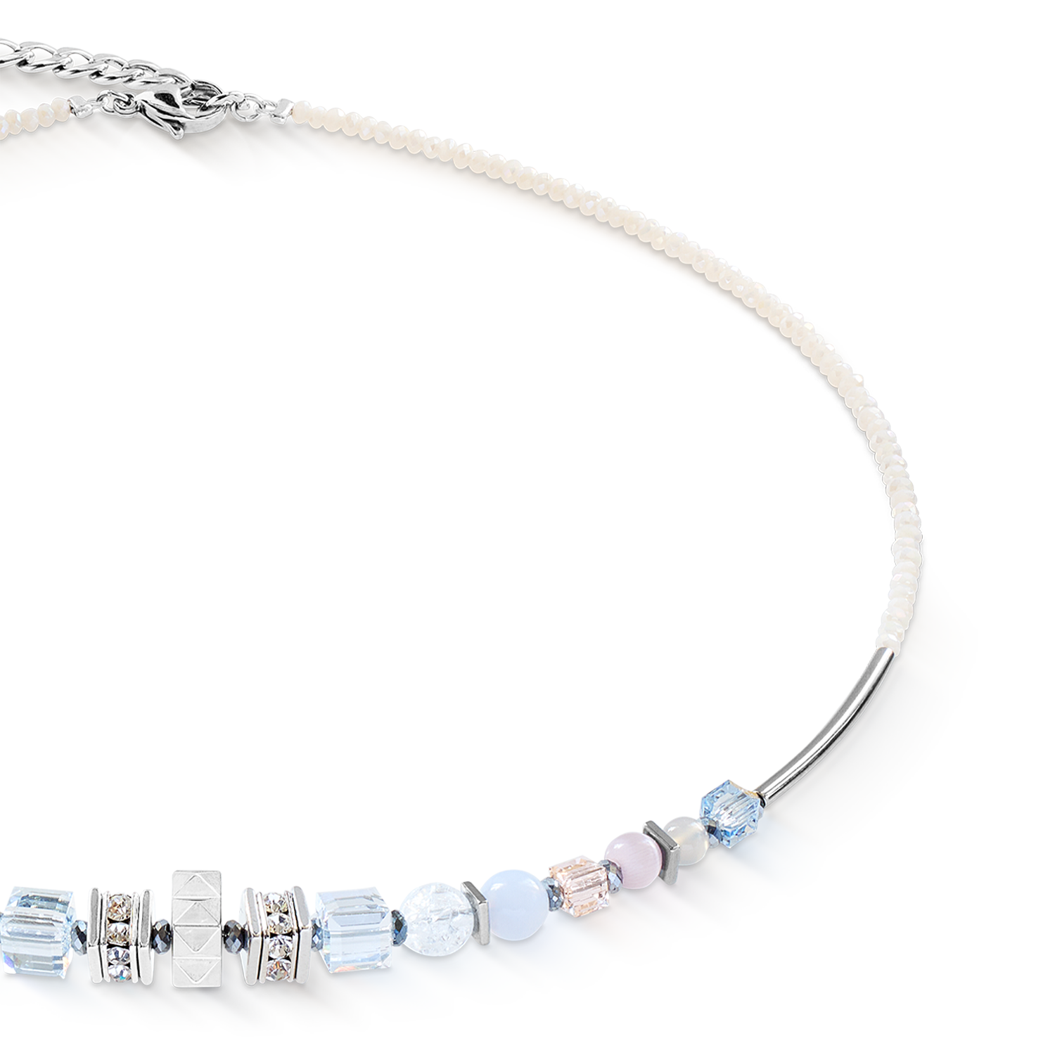 Halskette Shape Mix Nexus silber-pastell von COEUR DE LION – Detailaufnahme