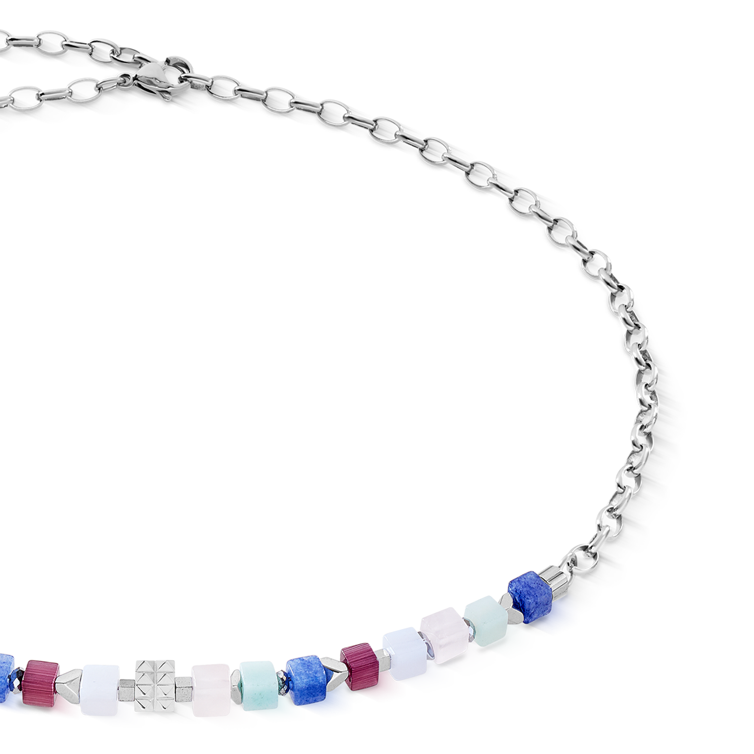 Halskette Cube Mosaic Lumina silber von COEUR DE LION – Detailaufnahme