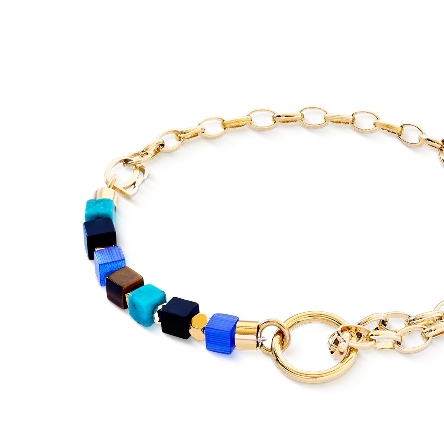 Armband Cube Mosaic Lagoon gold von COEUR DE LION – Detailaufnahme