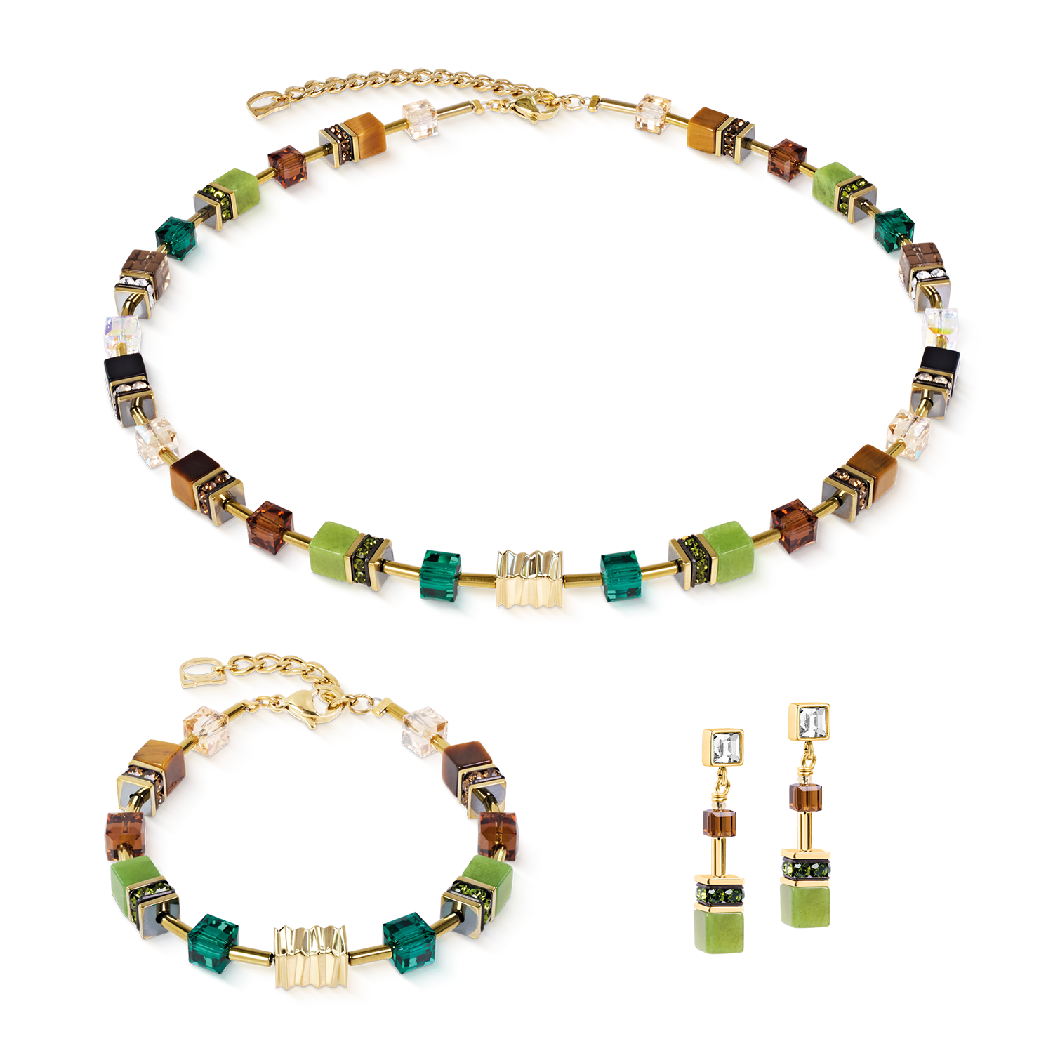 GeoCUBE® Iconic Wave Ohrringe Forest gold